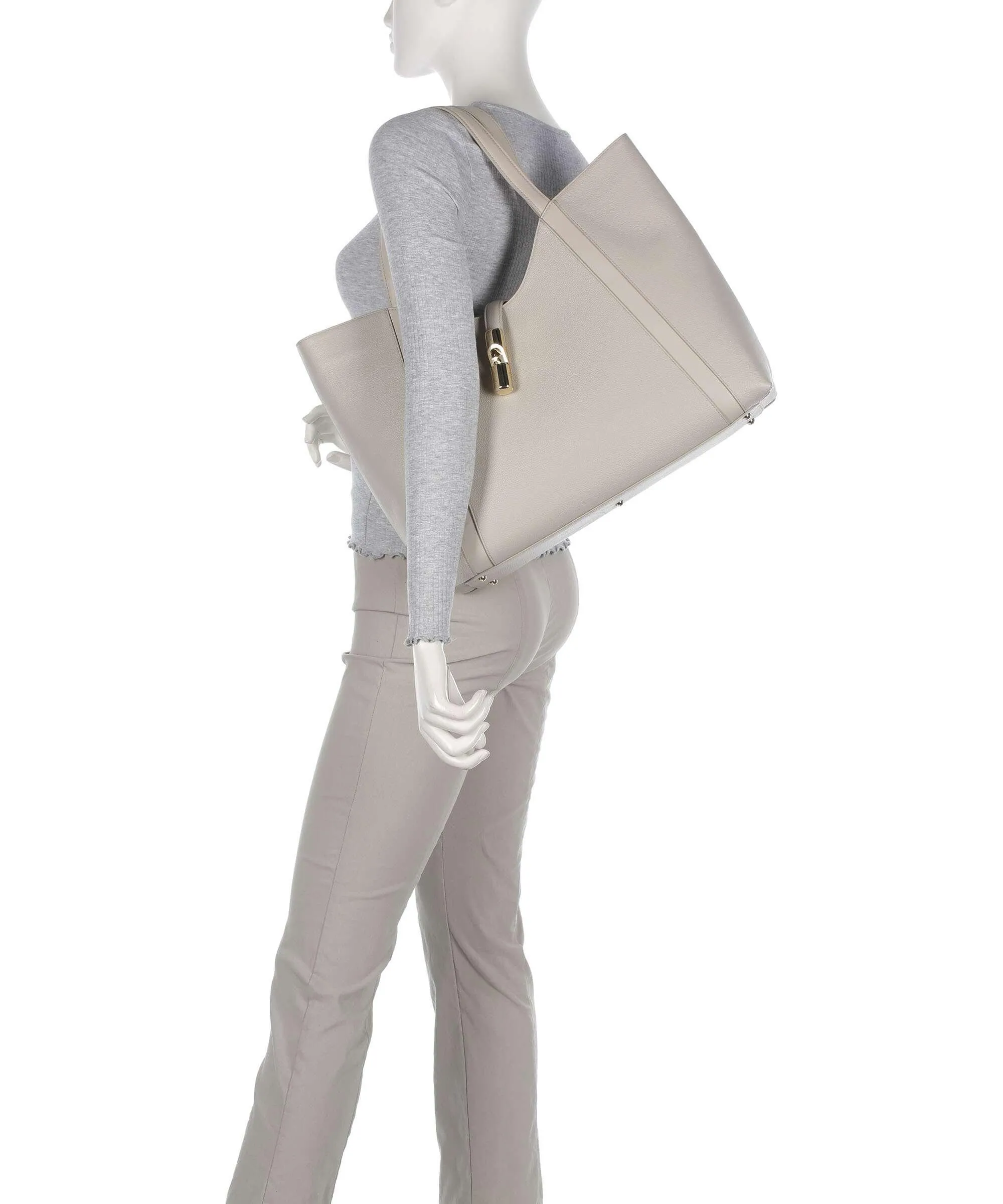  Furla Goccia XL Borsa shopper pelle granulata beige  