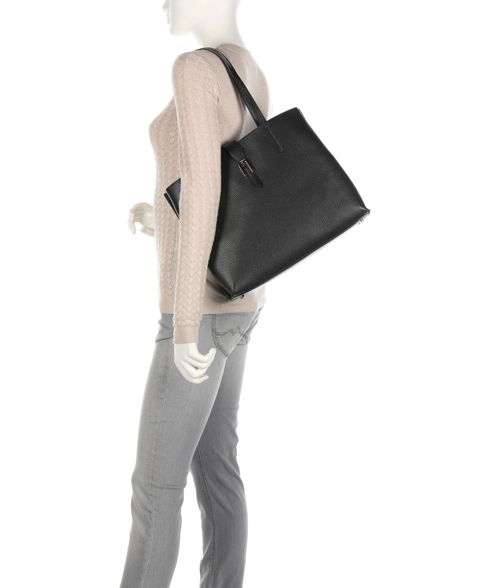 Furla Sofia L Borsa shopper pelle granulata nero  
