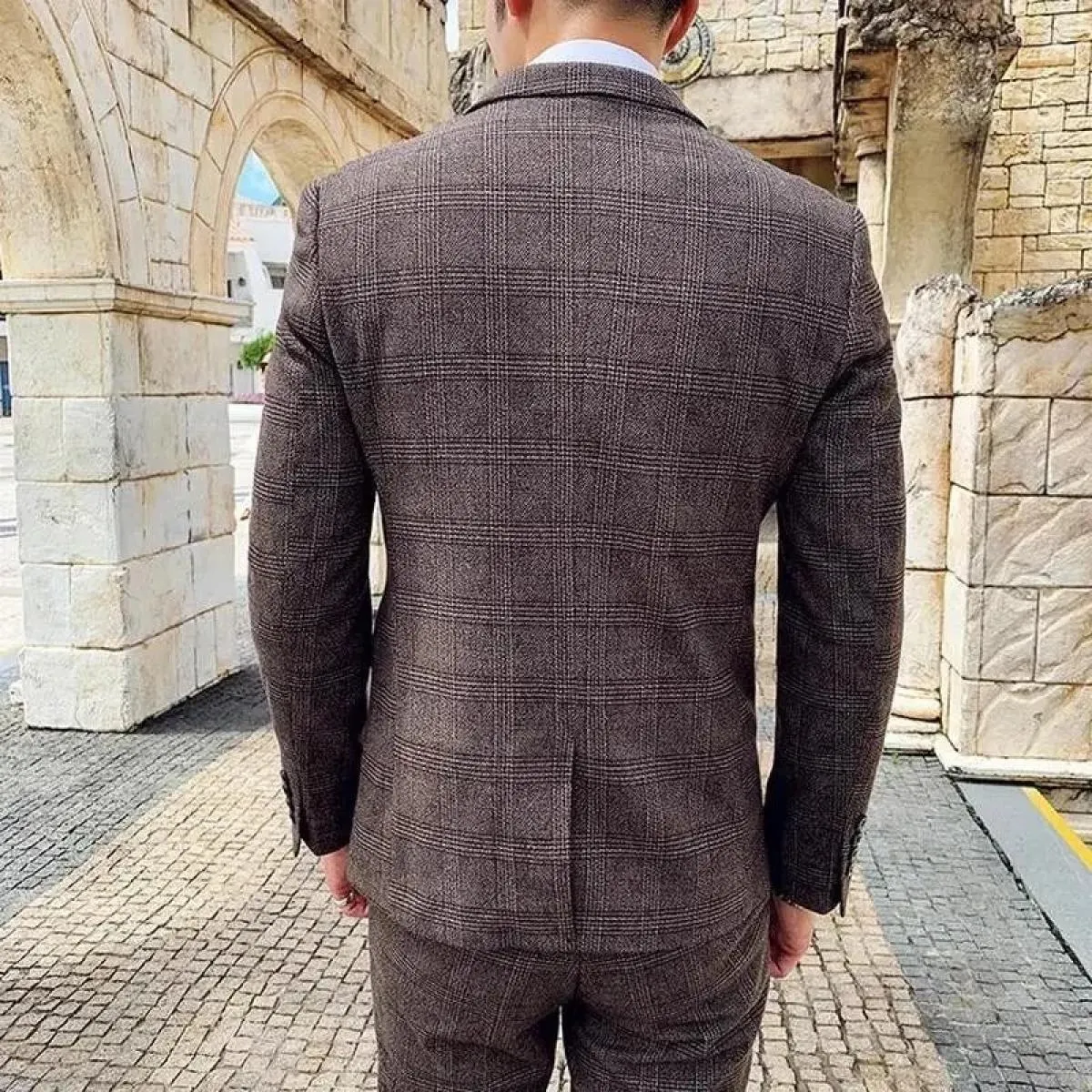Giacca da uomo Giacca Gilet Pantaloni Boutique di moda Plaid Casual Business Uomo Sposo Abito da smoking da sposa 3 pezzi Set Bl