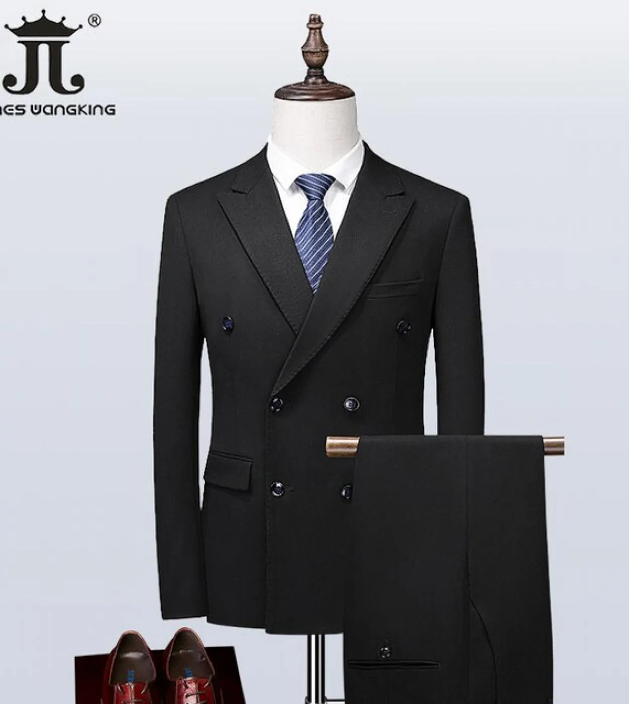 Giacca  Gilet  Pantaloni Bianco Nero Slim Fit Abito da uomo Doppiopetto Prom Social Business Party Smoking Sposo Weddin