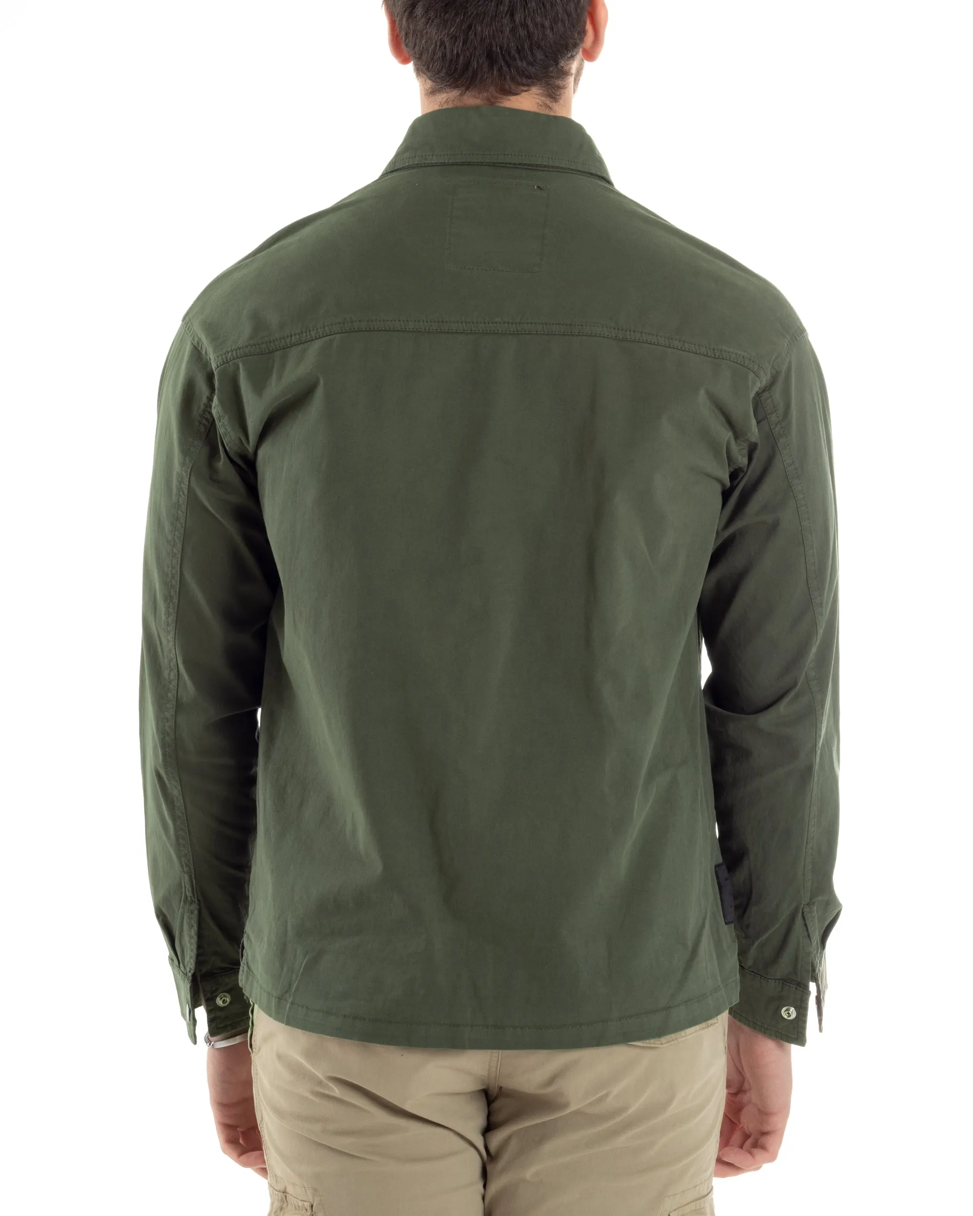Giacca Utility Cargo Giubbotto Uomo Con Tasche Sahariana Con Colletto Carpenter Verde GIOSAL-G3176A