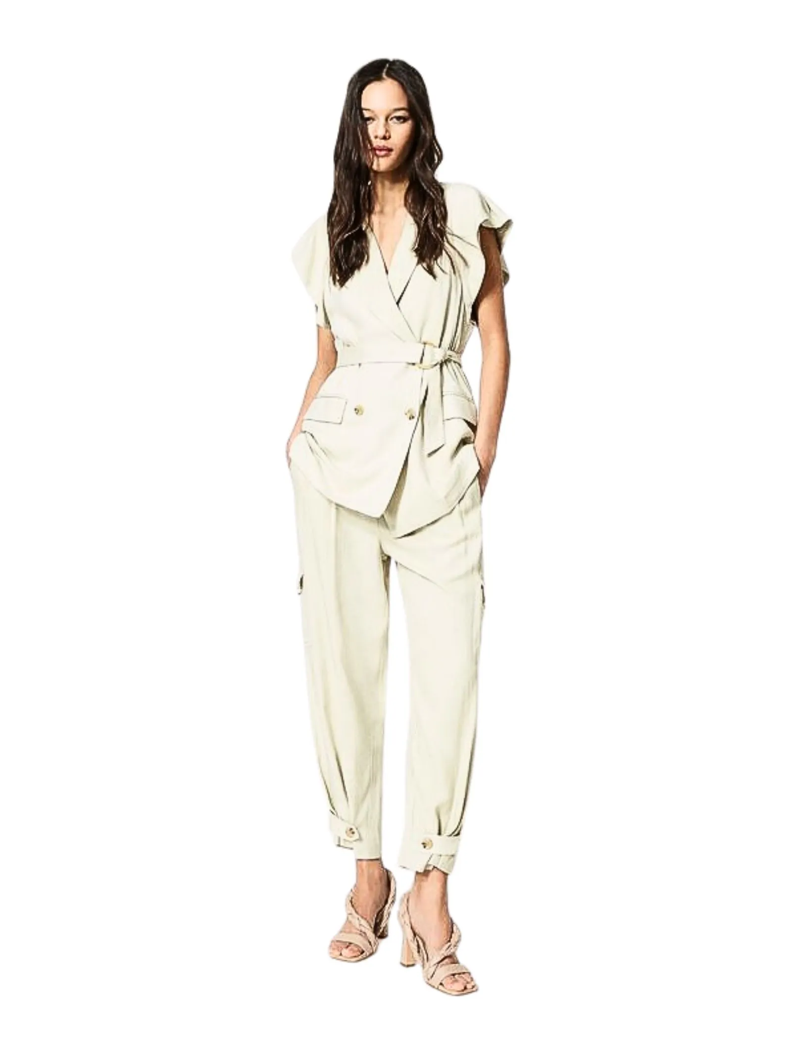 Gilet doppiopetto in twill