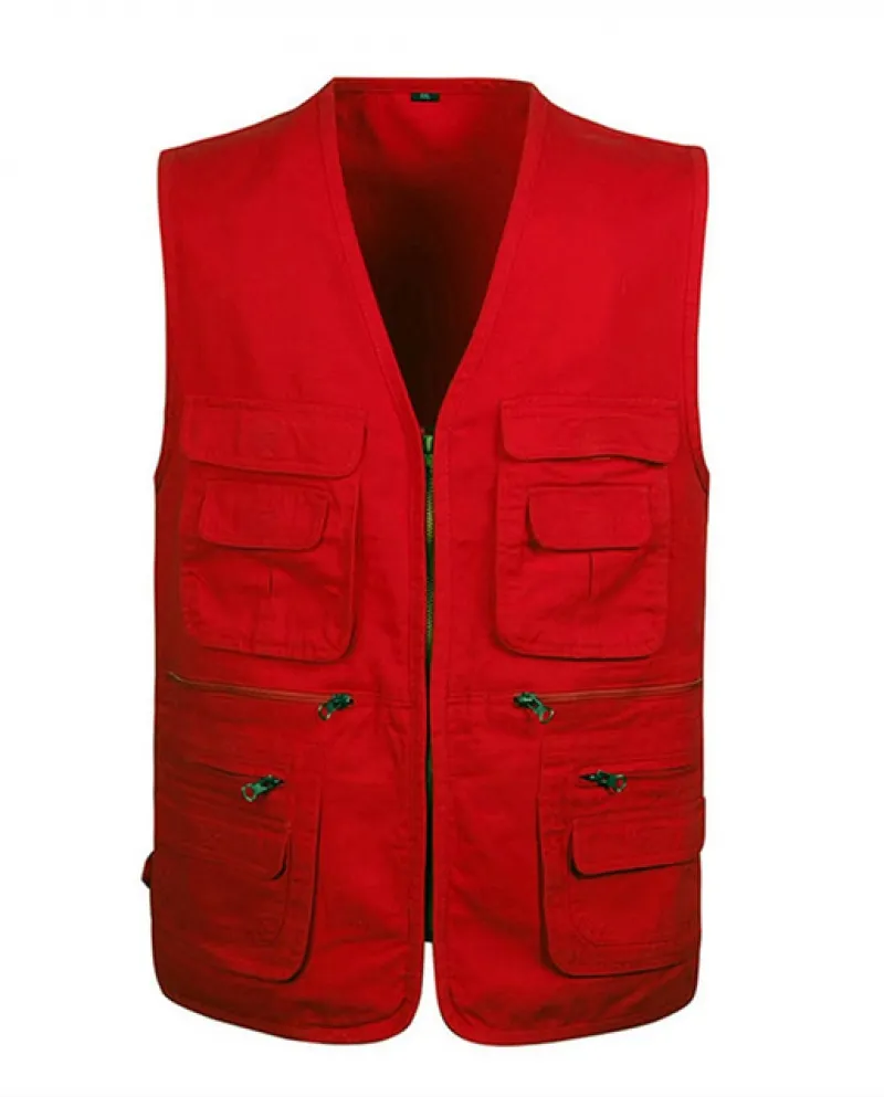 Gilet in tessuto di cotone 5xl con molte tasche per uomo primavera estate strumento casual 6 colori giacca senza maniche uomo mu