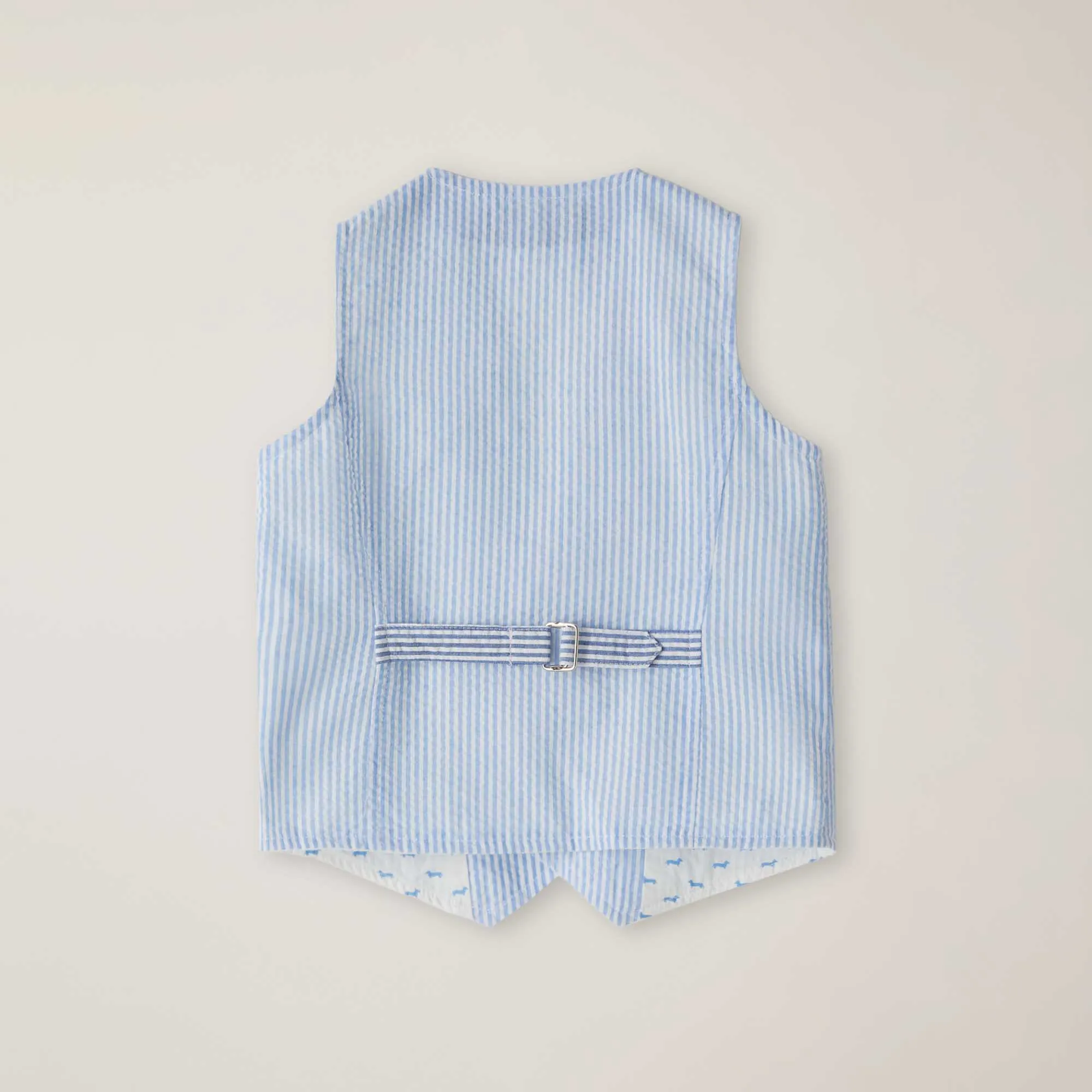 Gilet Seersucker Con Ricamo Bassotto