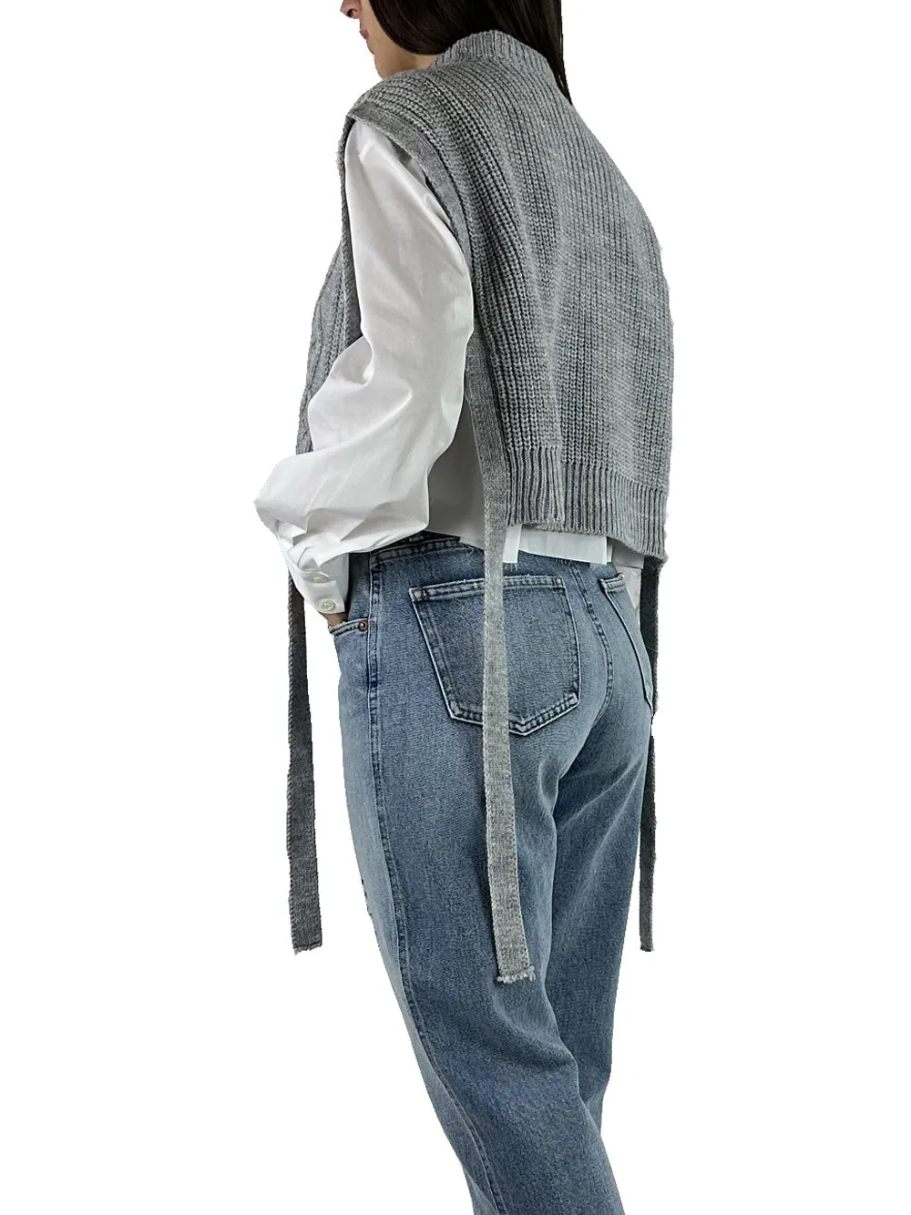 Gilet Trecce Spacchi - Grigio