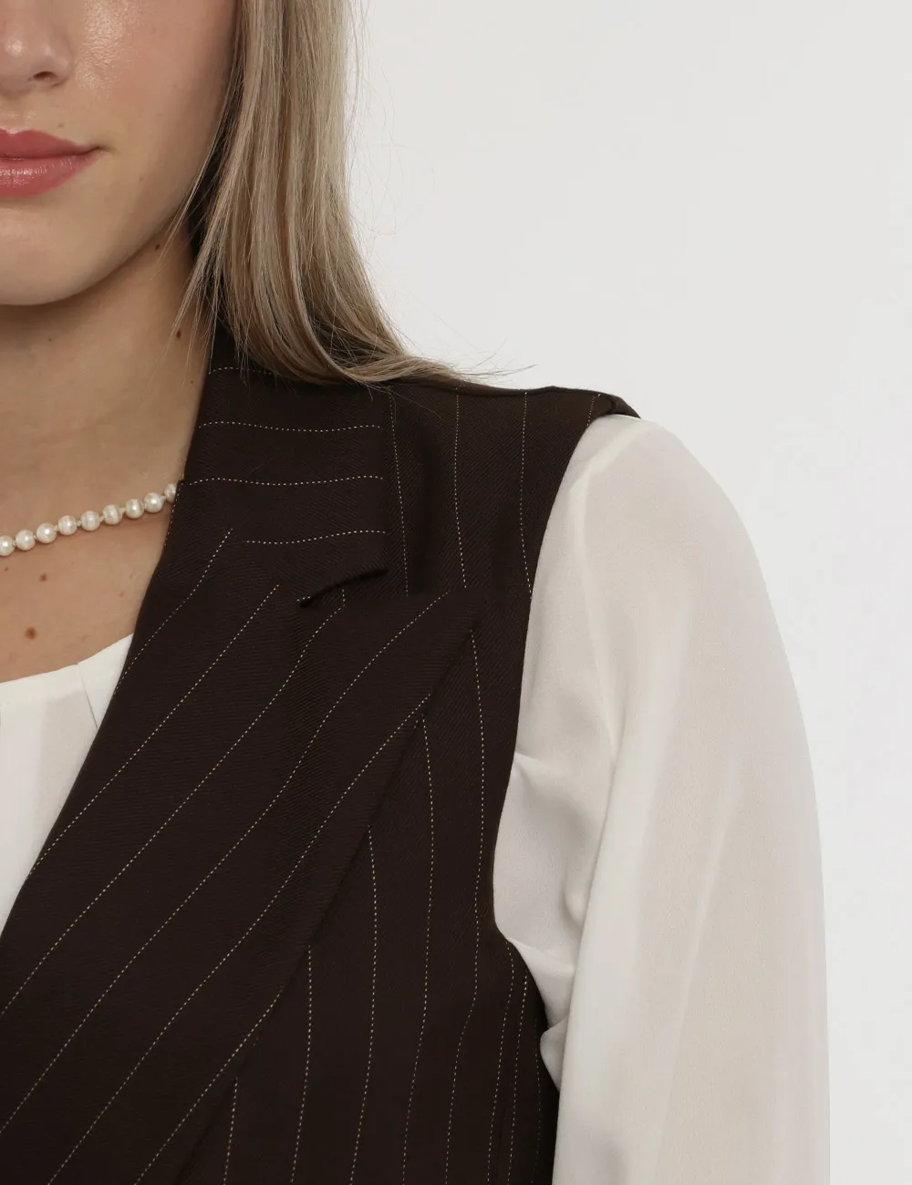 Gilet Vougue marrone gessato