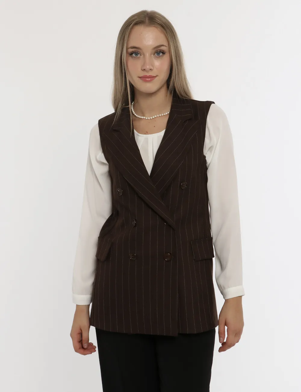 Gilet Vougue marrone gessato