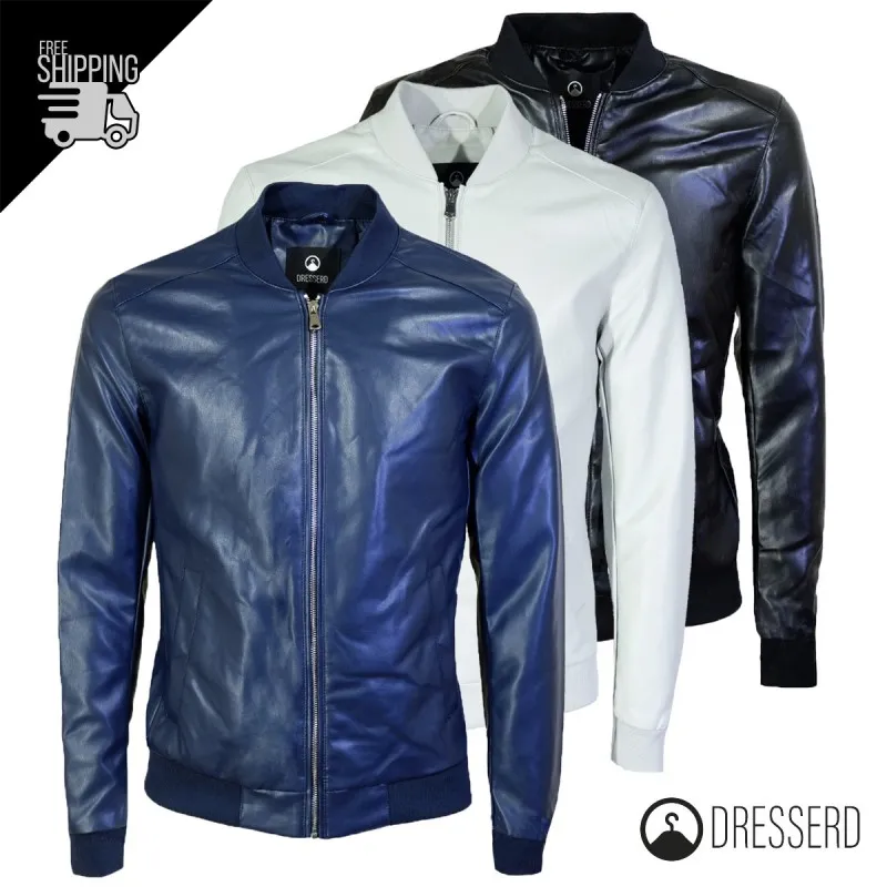 Giubbotto Uomo Ecopelle colletto College Giubbotti Dresserd Semi Slim Fit