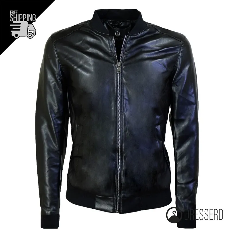 Giubbotto Uomo Ecopelle colletto College Giubbotti Dresserd Semi Slim Fit