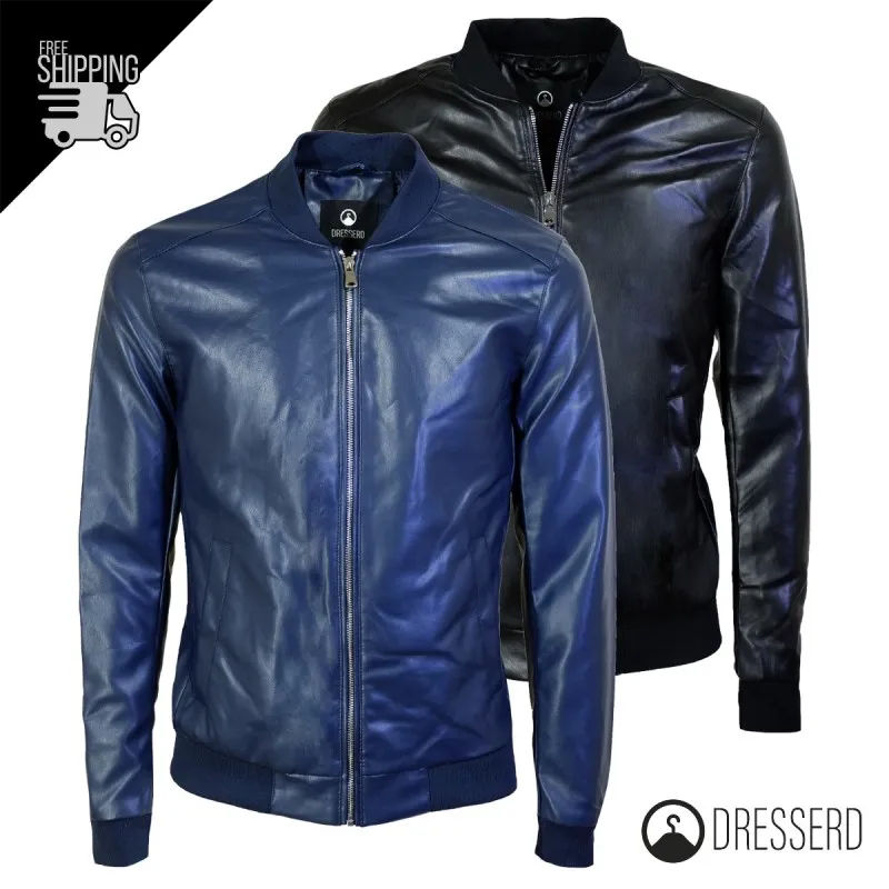 Giubbotto Uomo Ecopelle colletto College Giubbotti Dresserd Semi Slim Fit