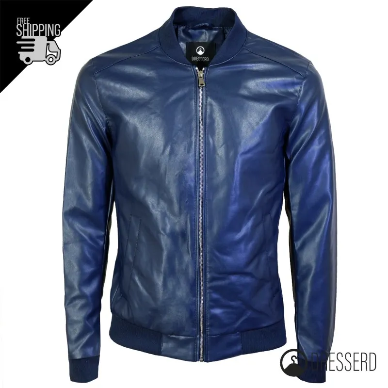 Giubbotto Uomo Ecopelle colletto College Giubbotti Dresserd Semi Slim Fit