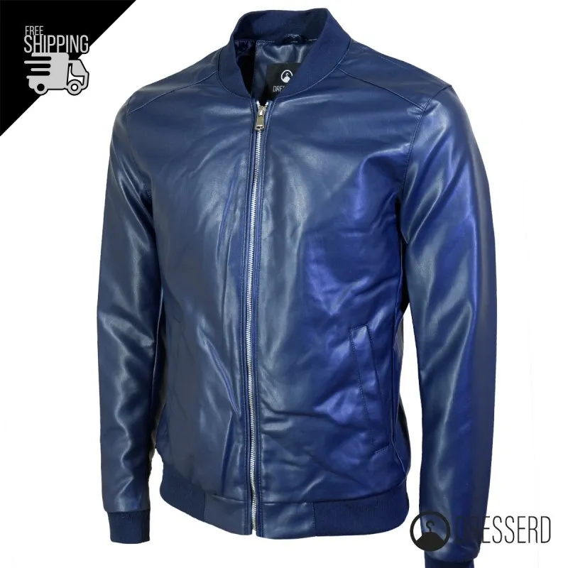 Giubbotto Uomo Ecopelle colletto College Giubbotti Dresserd Semi Slim Fit