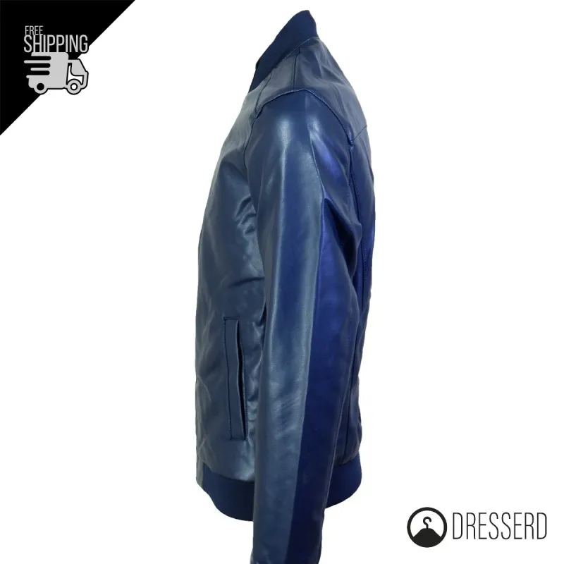 Giubbotto Uomo Ecopelle colletto College Giubbotti Dresserd Semi Slim Fit
