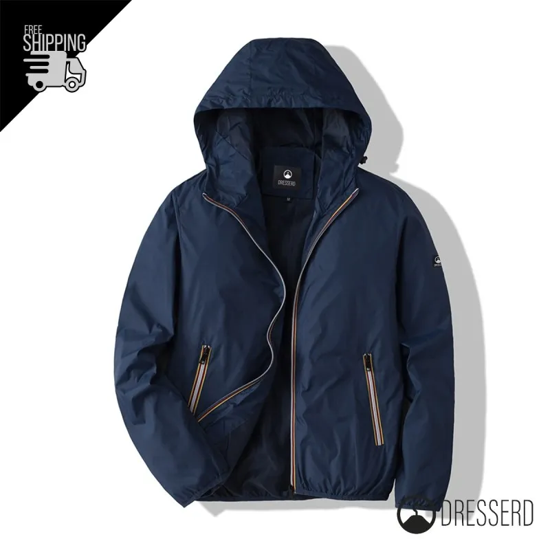 Giubbotto Uomo Leggero Slim Fit con Cappuccio e cerniera colorata Giubbotti Dresserd Moda