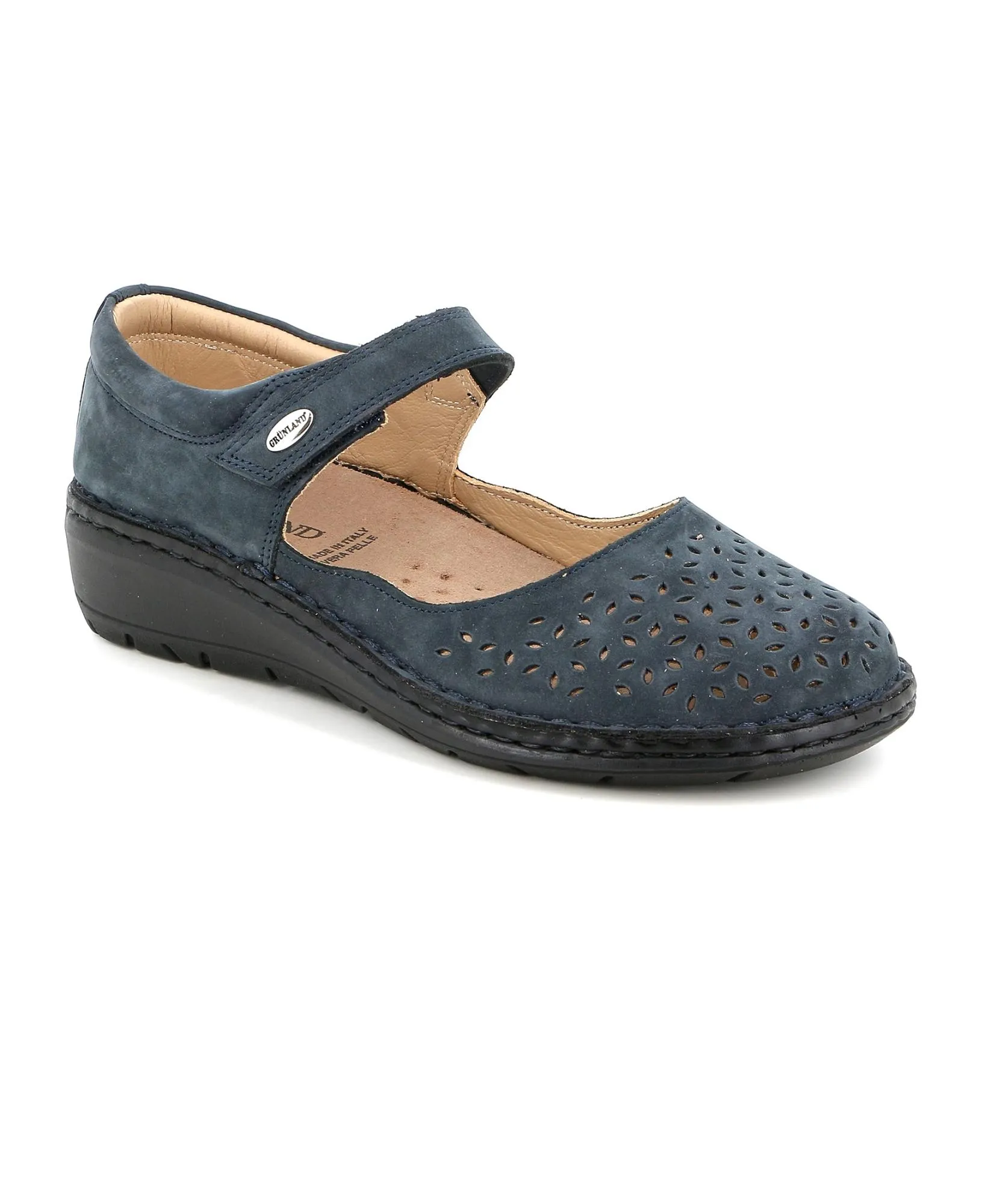 GRUNLAND NESI SC5560 blu scarpe donna comfort plantare estraibile ballerine strappo