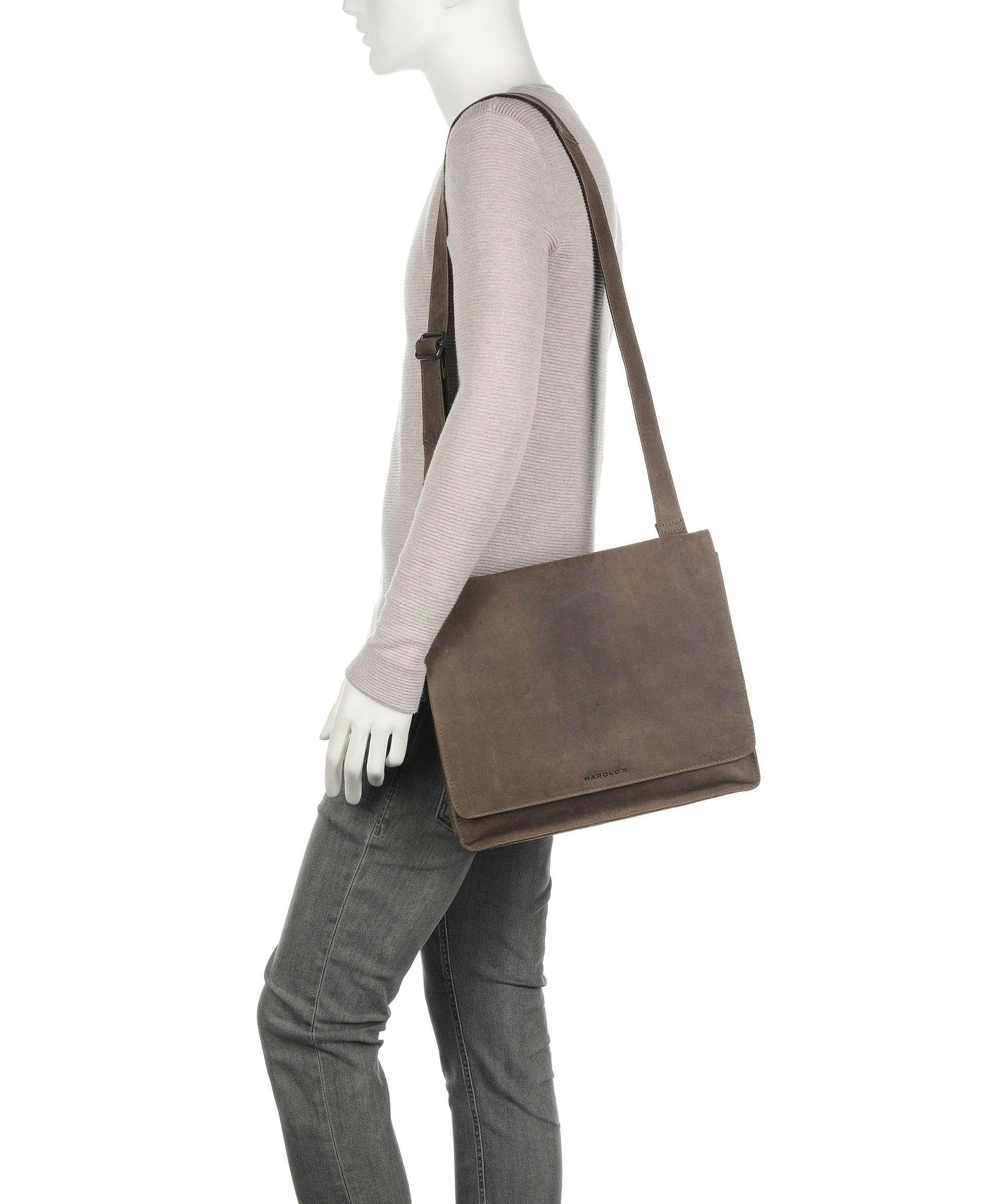  Harold's Antic M Borsa a spalla 13″ pelle di vacchetta pull-up taupe  