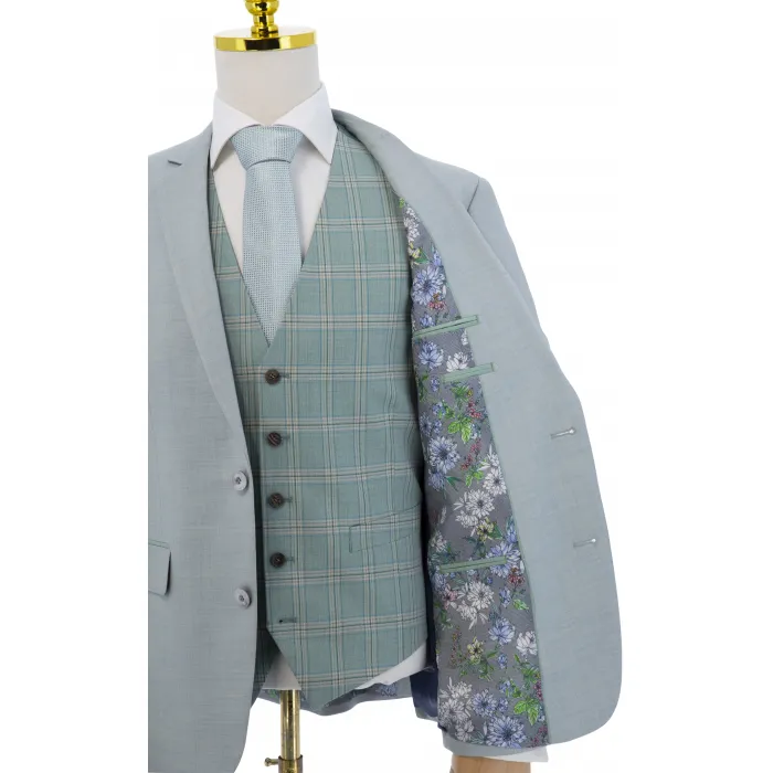 Henk ter Horst 3 pezzi Abiti da uomo con gilet tartan misto Verde