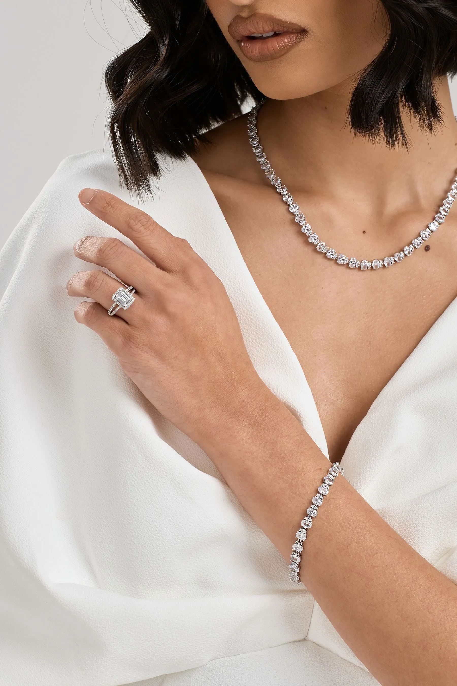 Jon Richard - Bracciale ovale con navette e zirconia cubica