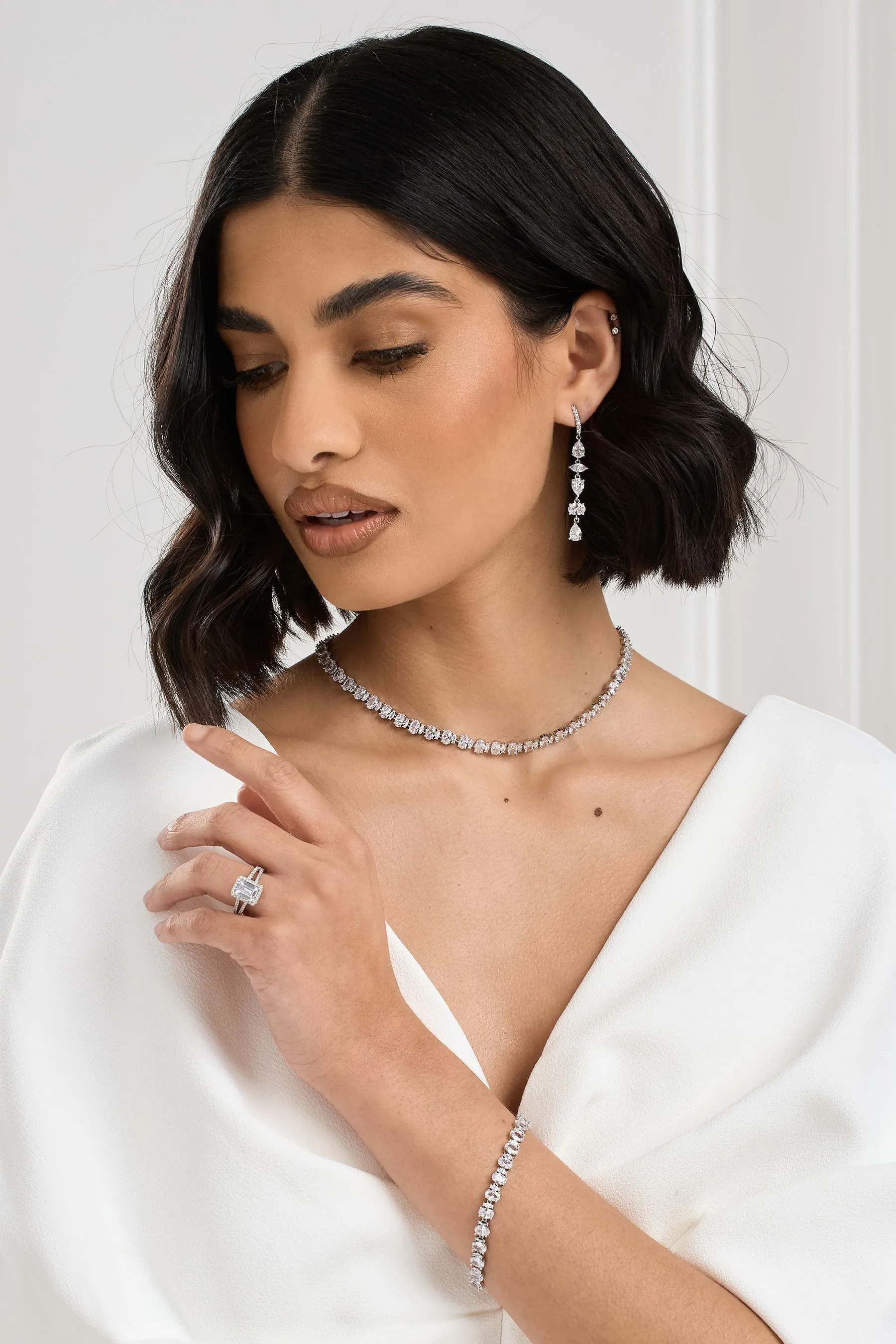 Jon Richard - Bracciale ovale con navette e zirconia cubica