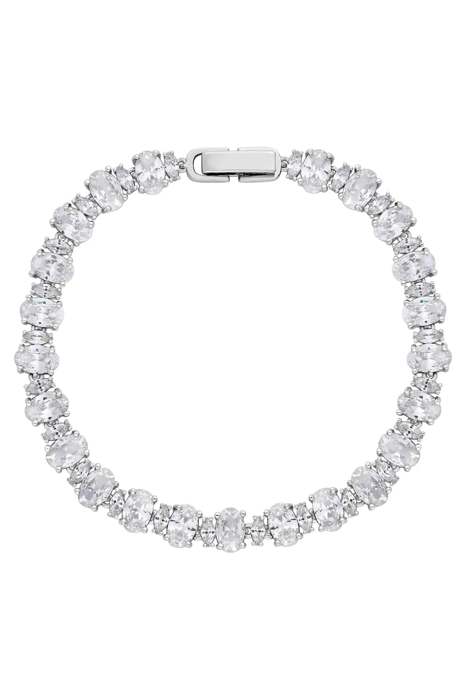 Jon Richard - Bracciale ovale con navette e zirconia cubica