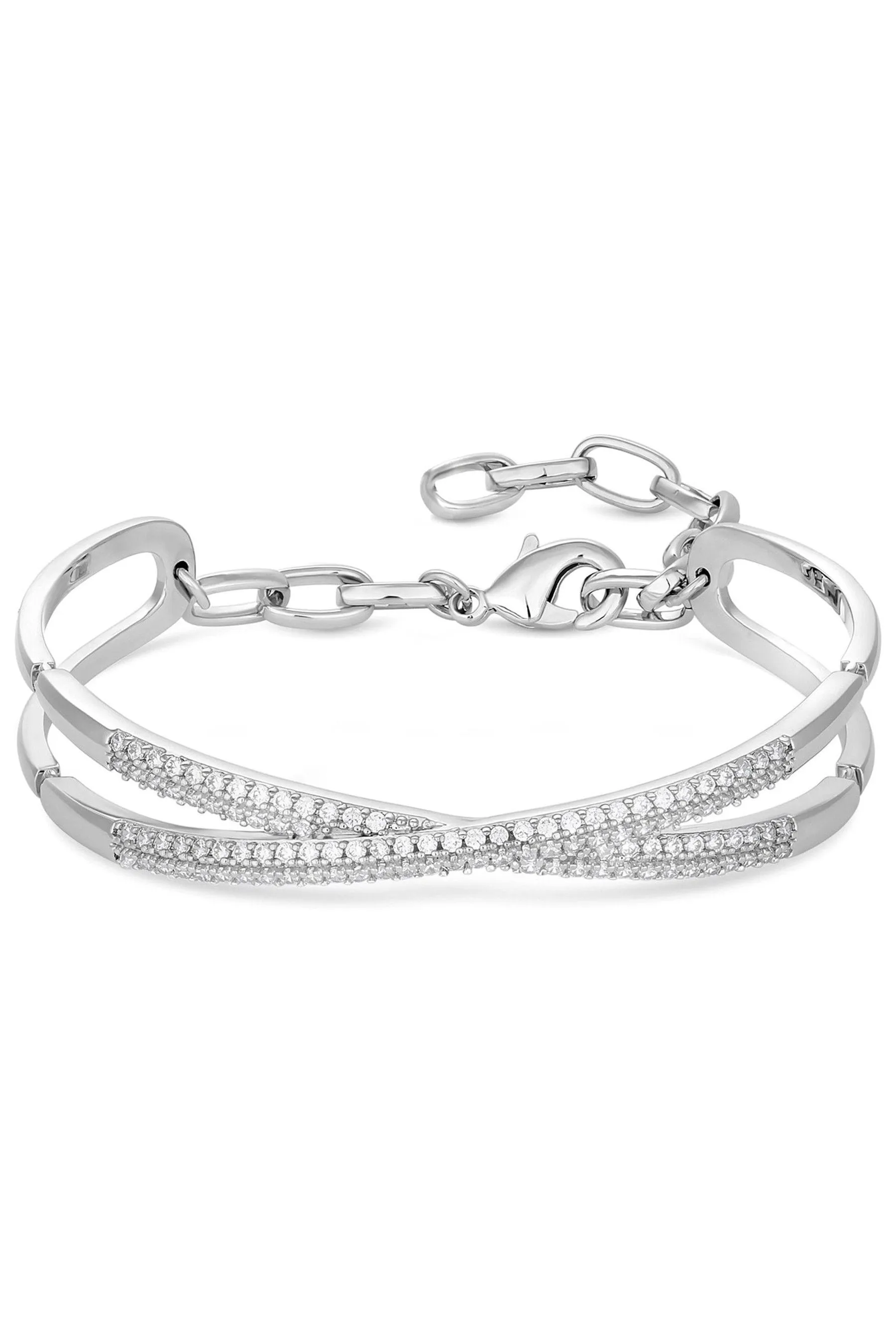 Jon Richard - Bracciale rigido con incrocio e zirconia cubica