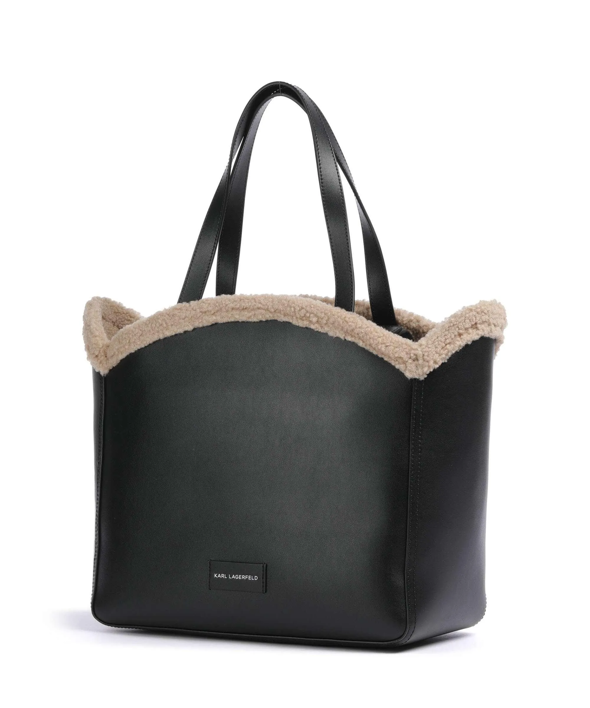  Karl Lagerfeld K/Circle Borsa shopper pelle di vacchetta finemente grana, poliestere nero  
