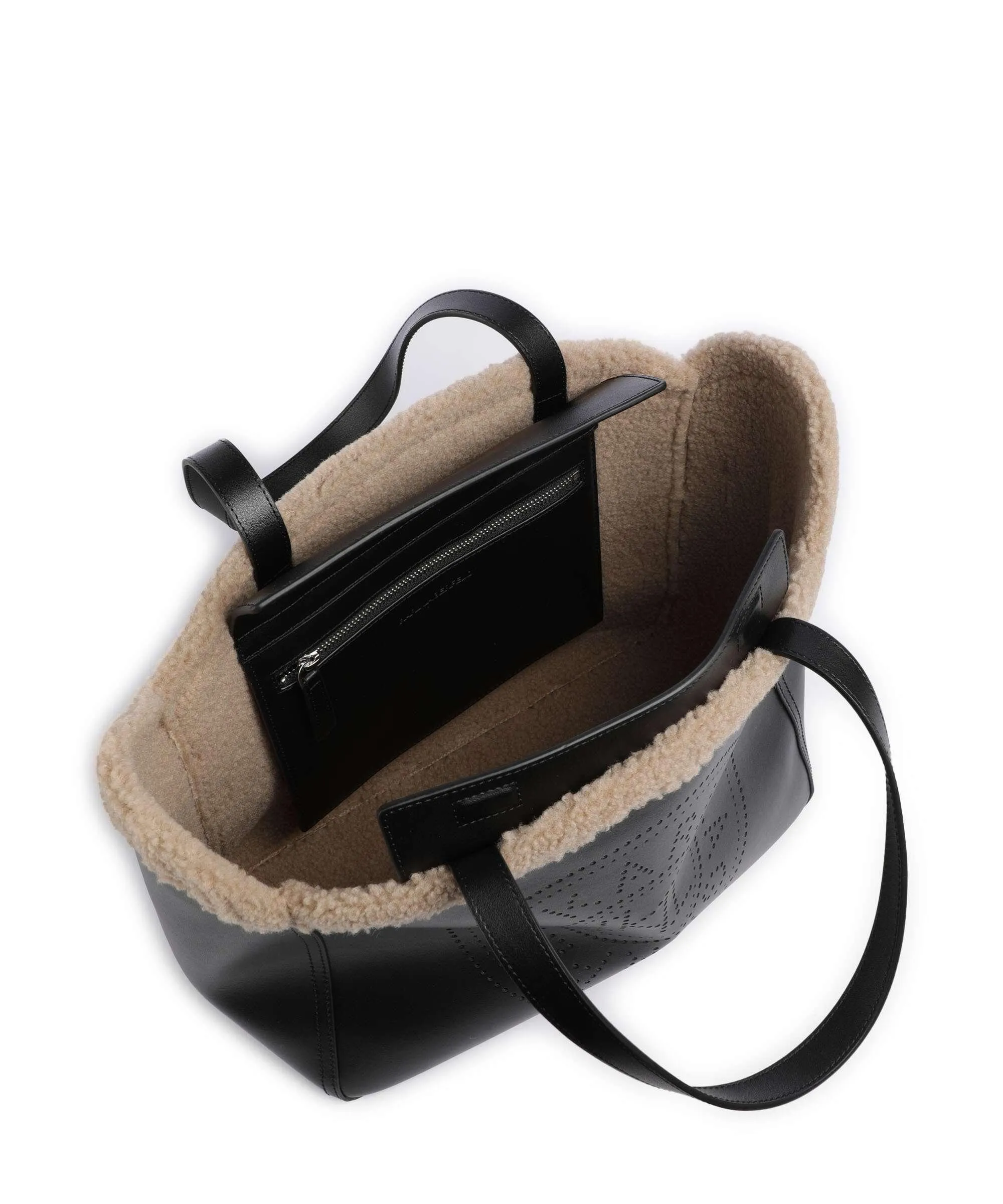  Karl Lagerfeld K/Circle Borsa shopper pelle di vacchetta finemente grana, poliestere nero  