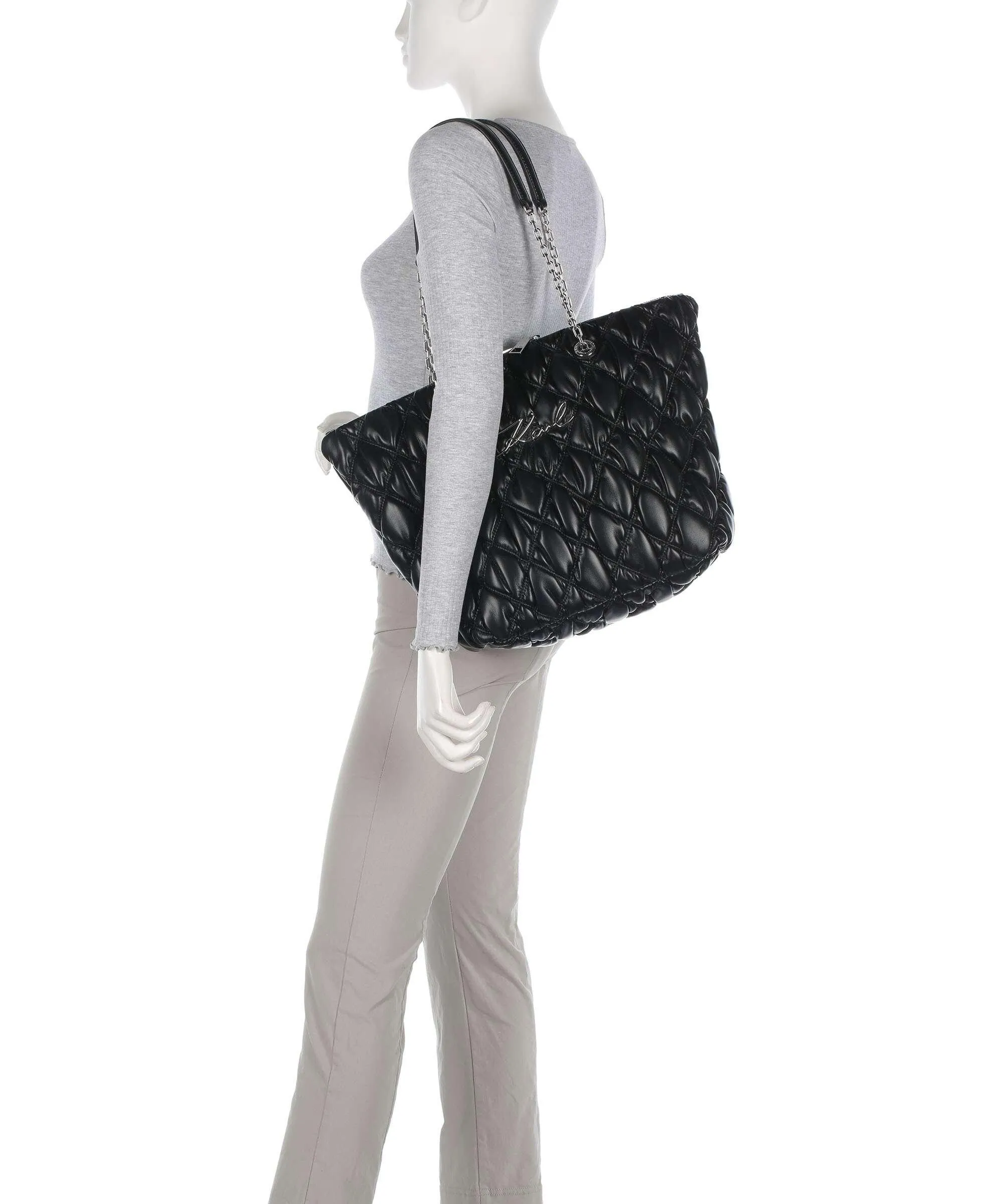  Karl Lagerfeld K/Signature Kuilt Borsa shopper poliuretano nero  