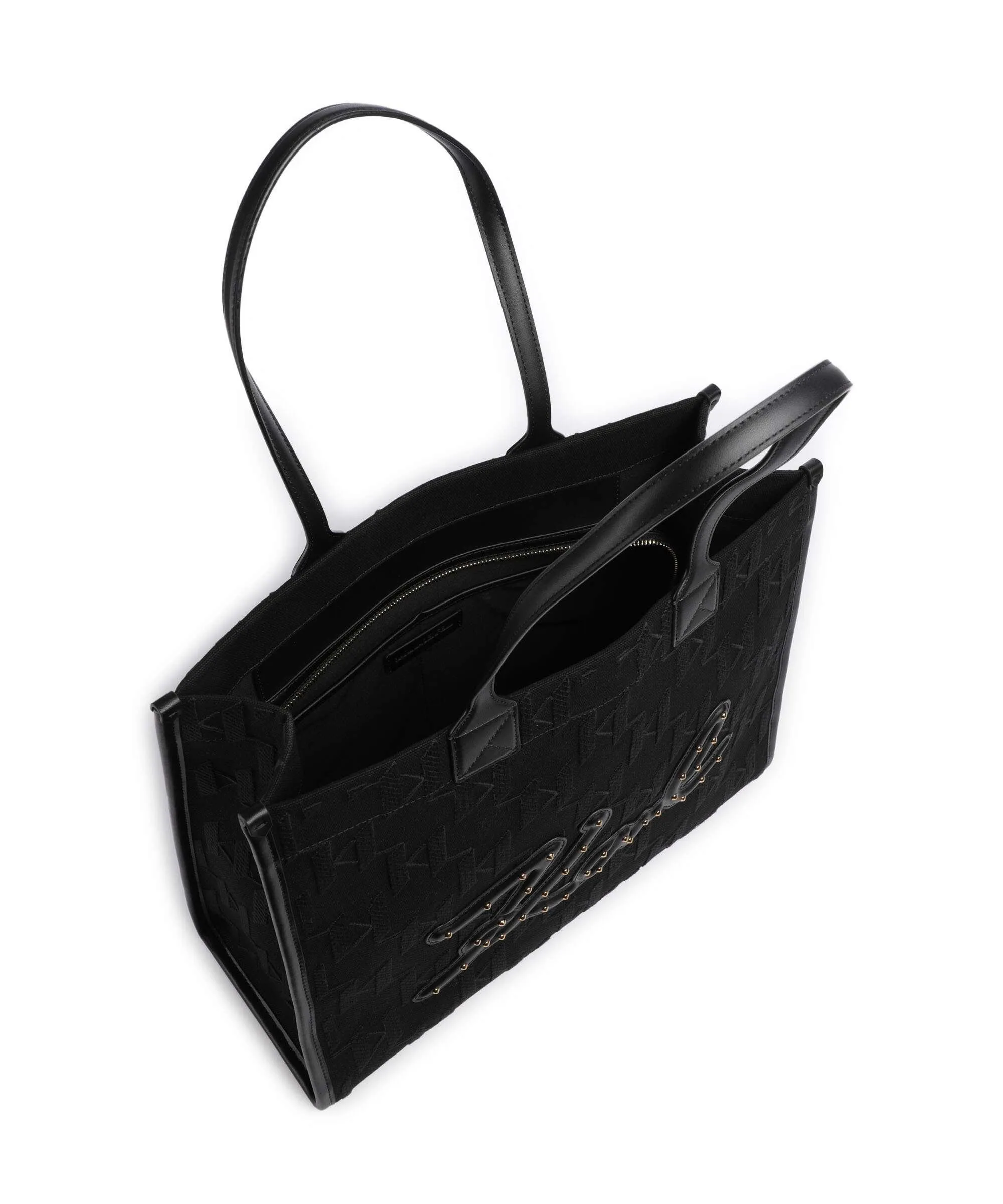  Karl Lagerfeld K/Skuare Large Borsa shopper cotone, pelle sintetica nero  