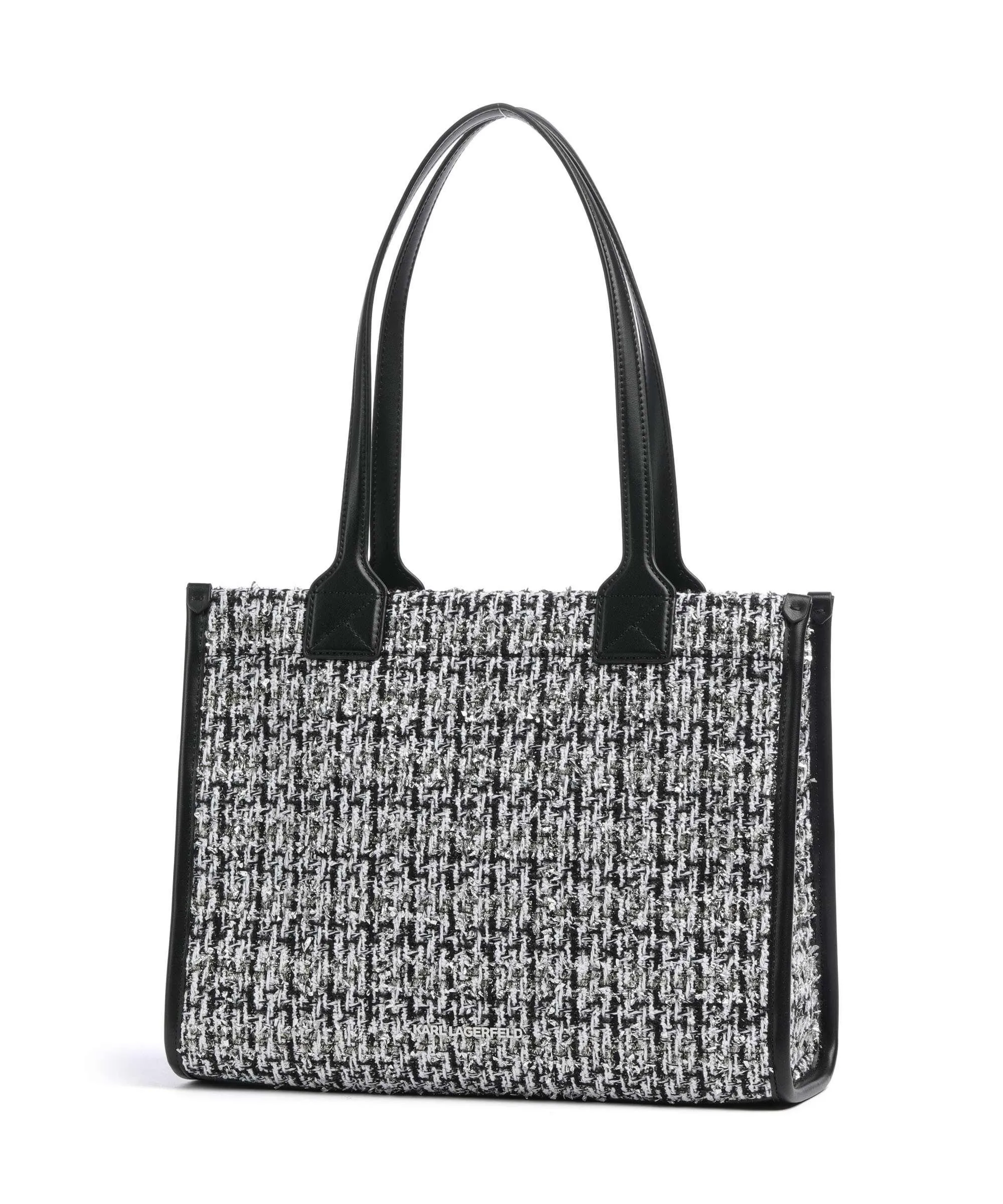  Karl Lagerfeld K/Skuare Medium Borsa shopper cotone, pelle sintetica bianco/nero  