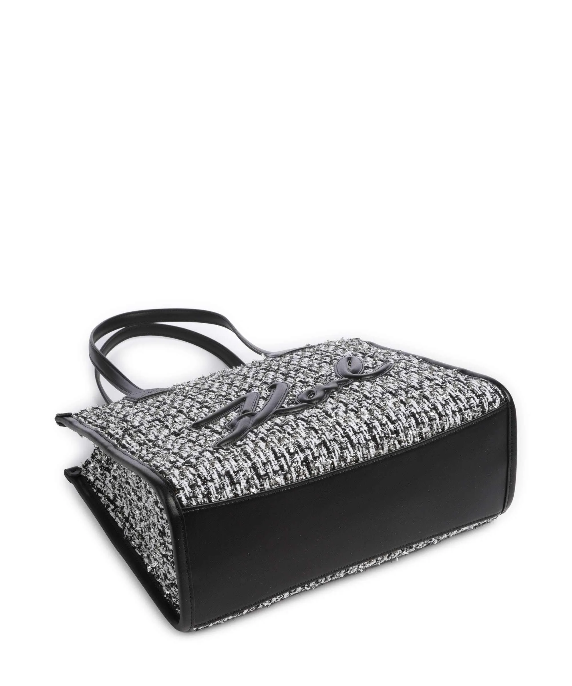 Karl Lagerfeld K/Skuare Medium Borsa shopper cotone, pelle sintetica bianco/nero  
