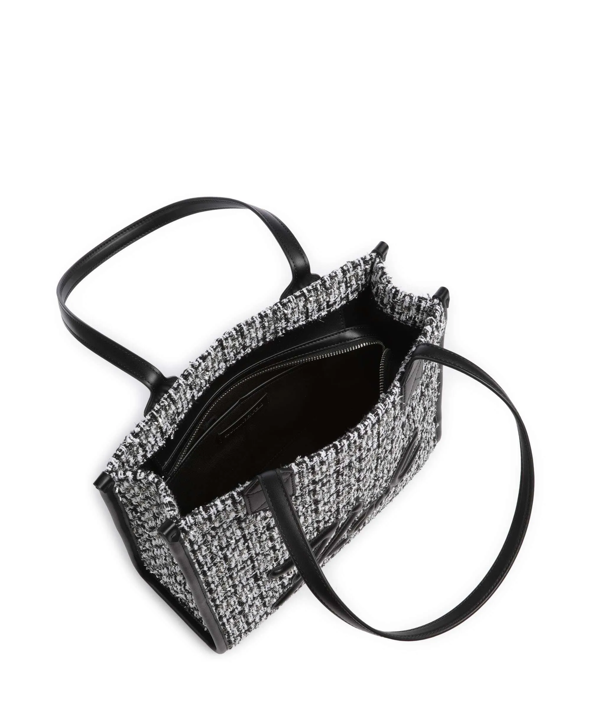  Karl Lagerfeld K/Skuare Medium Borsa shopper cotone, pelle sintetica bianco/nero  
