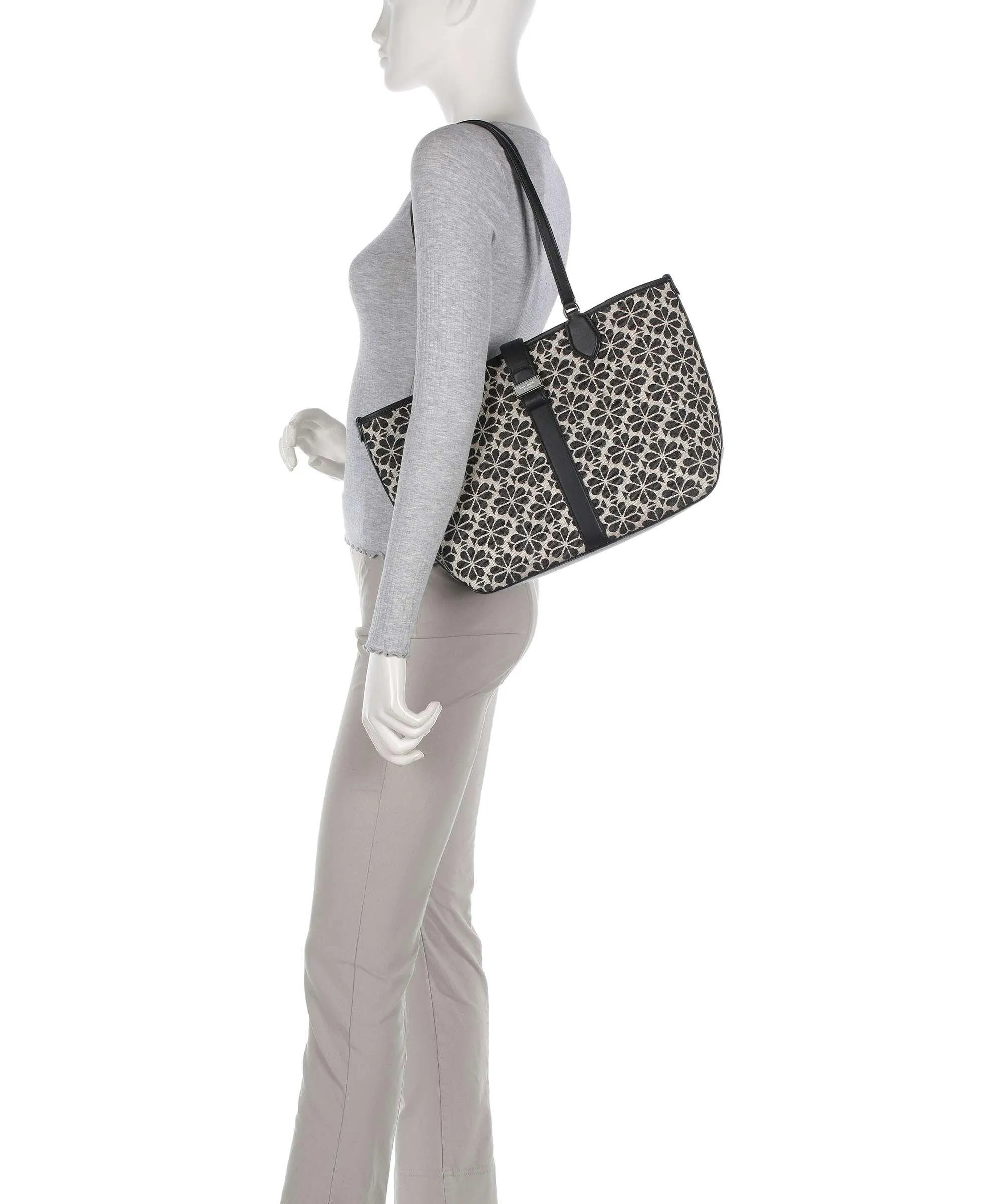  Kate Spade New York Spade Flower Jacquard Borsa shopper tissu beige/nero  