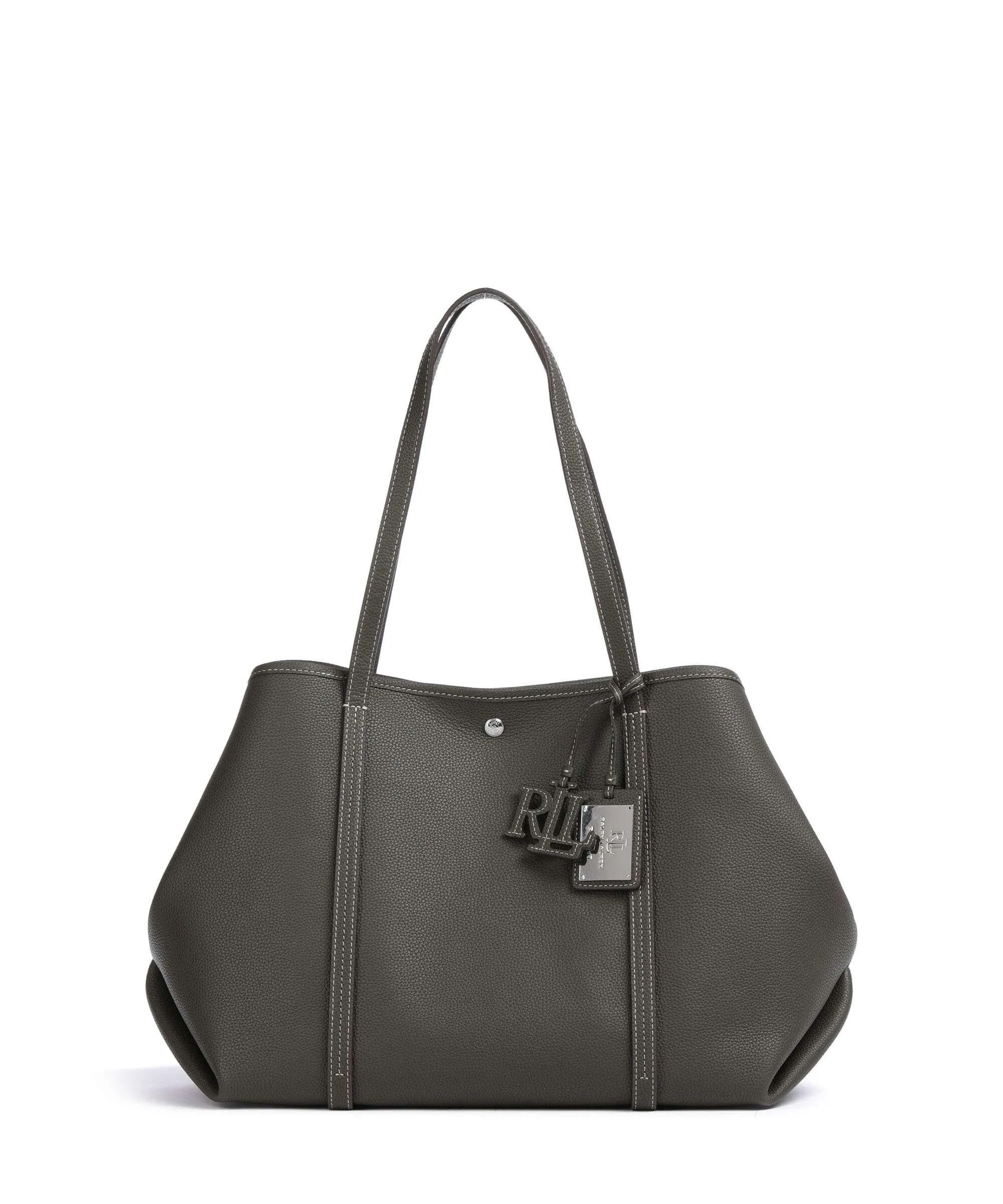  Lauren Ralph Lauren Emerie Large Borsa shopper pelle di vacchetta grana cachi  