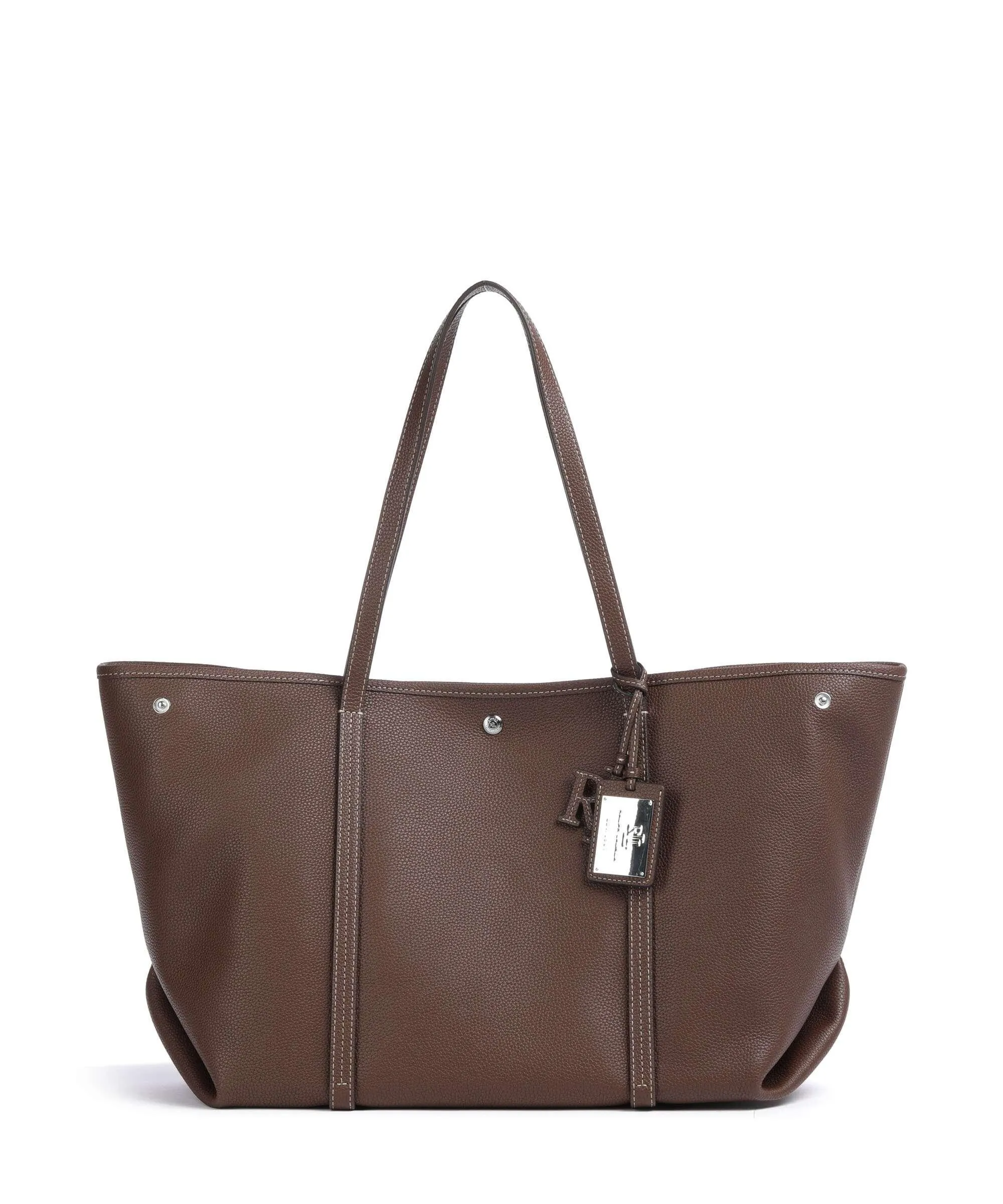  Lauren Ralph Lauren Emerie Large Borsa shopper pelle di vacchetta grana mogano  