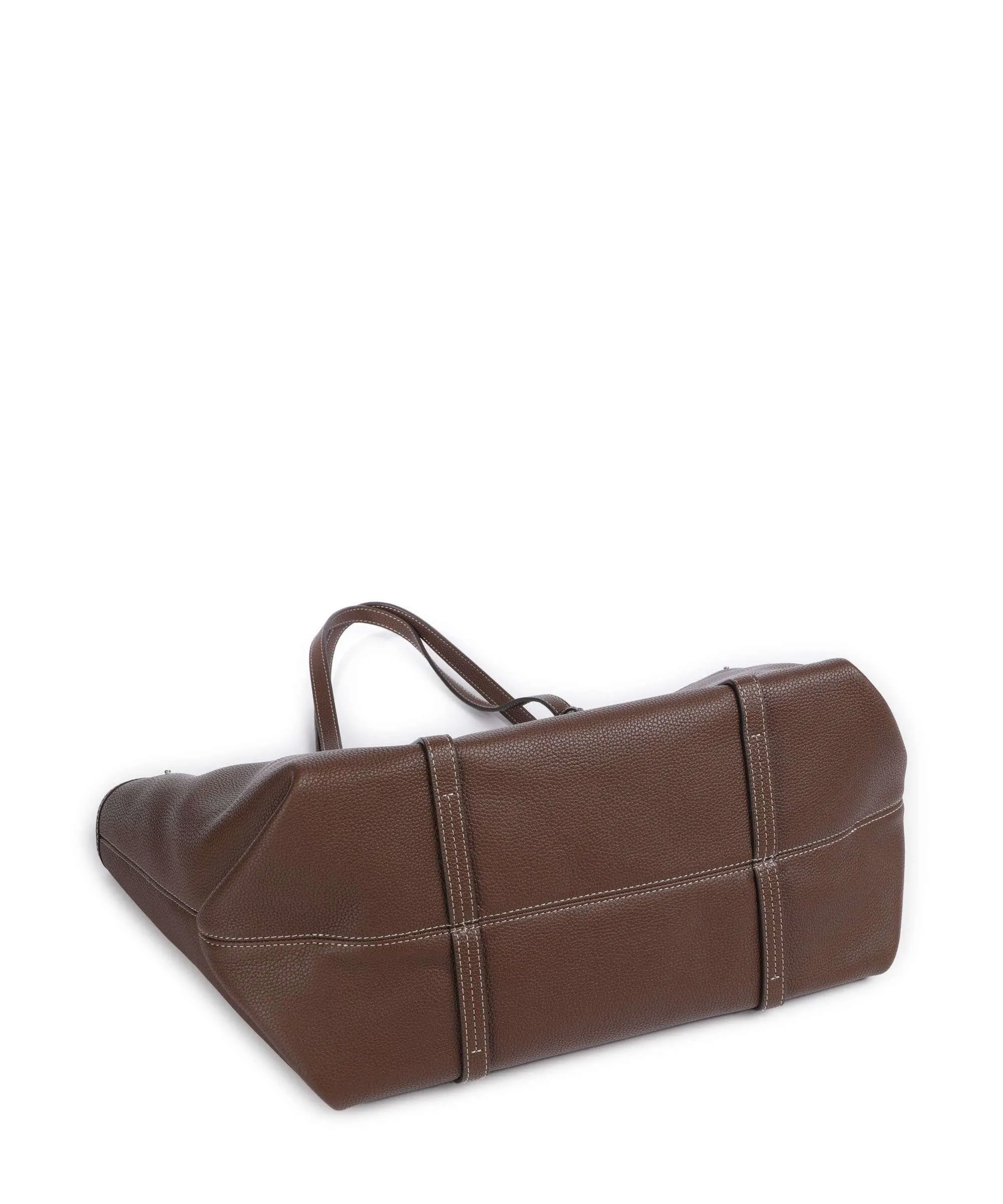  Lauren Ralph Lauren Emerie Large Borsa shopper pelle di vacchetta grana mogano  