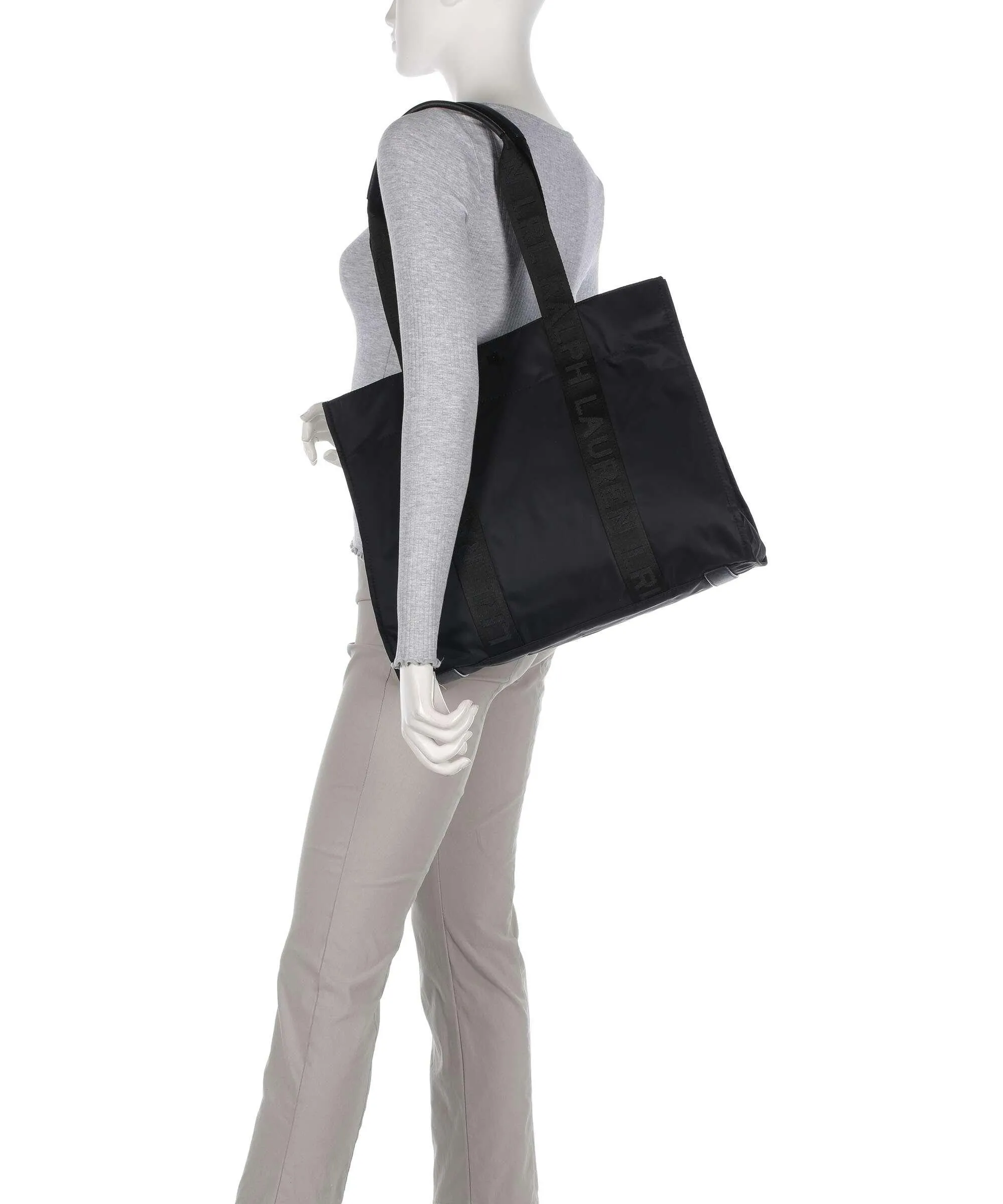  Lauren Ralph Lauren Stevie Large Borsa shopper nylon nero  