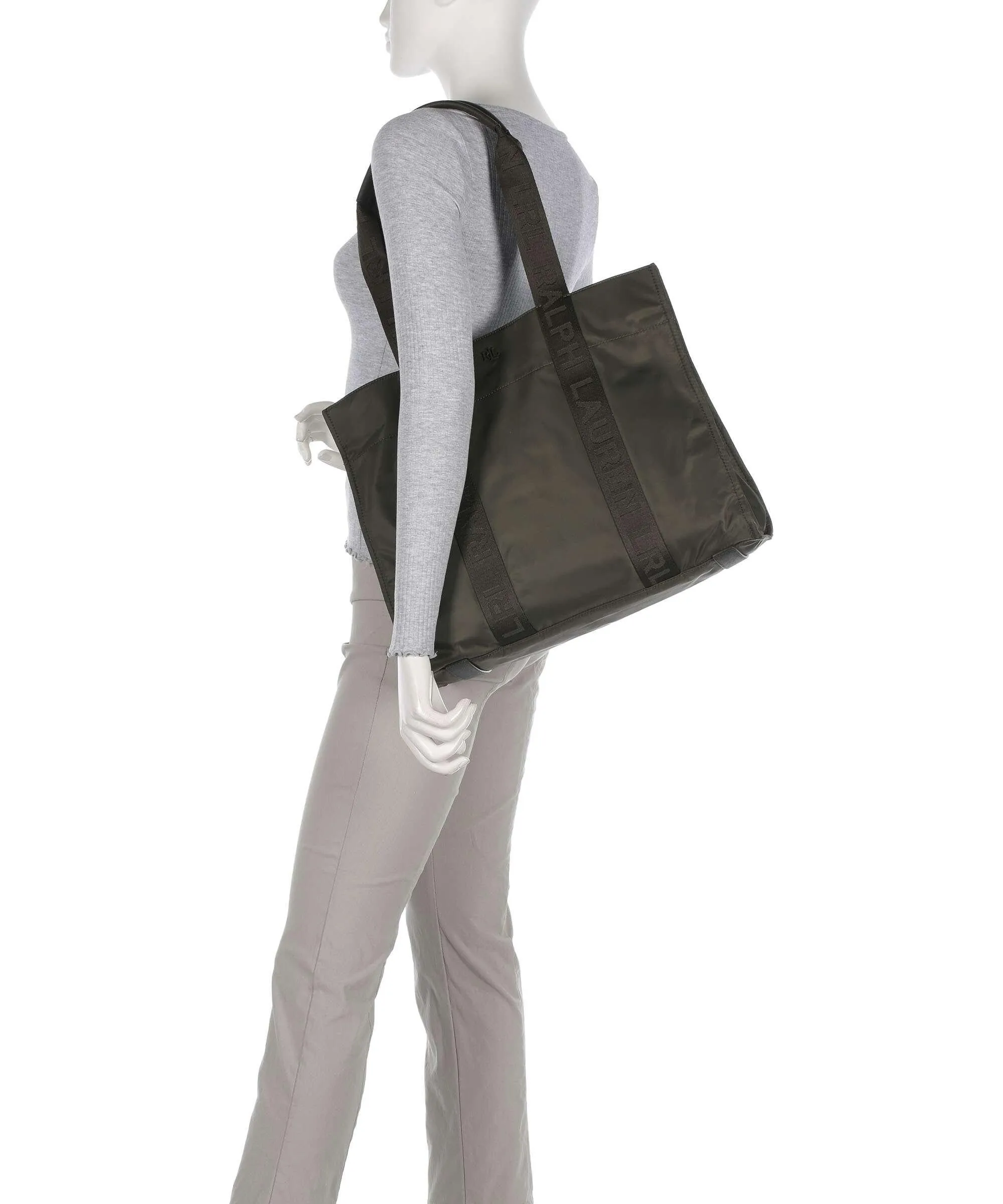  Lauren Ralph Lauren Stevie Large Borsa shopper nylon verde-oliva  