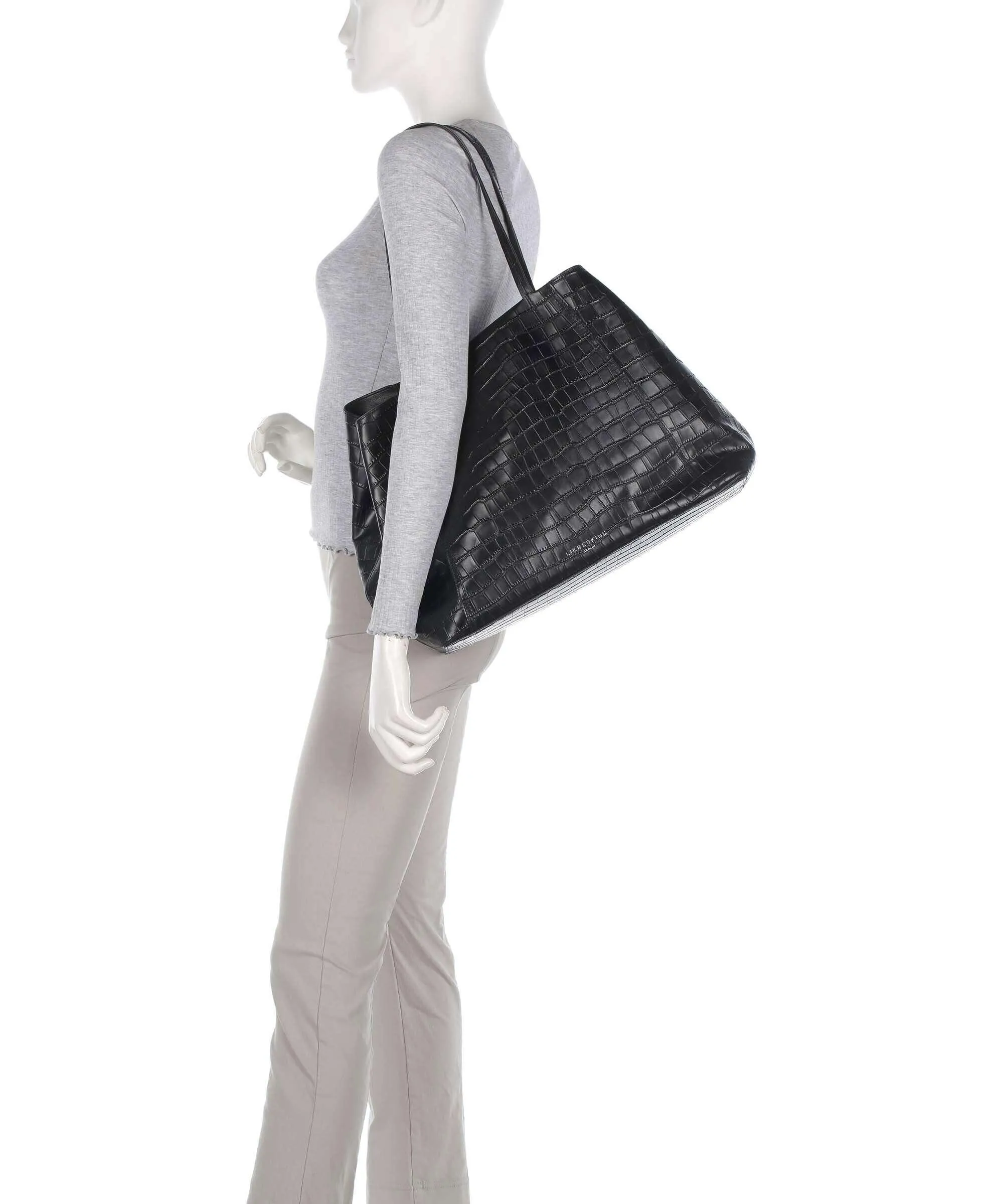  Liebeskind Chudy Croco L Borsa shopper pelle di vacchetta goffrata nero  