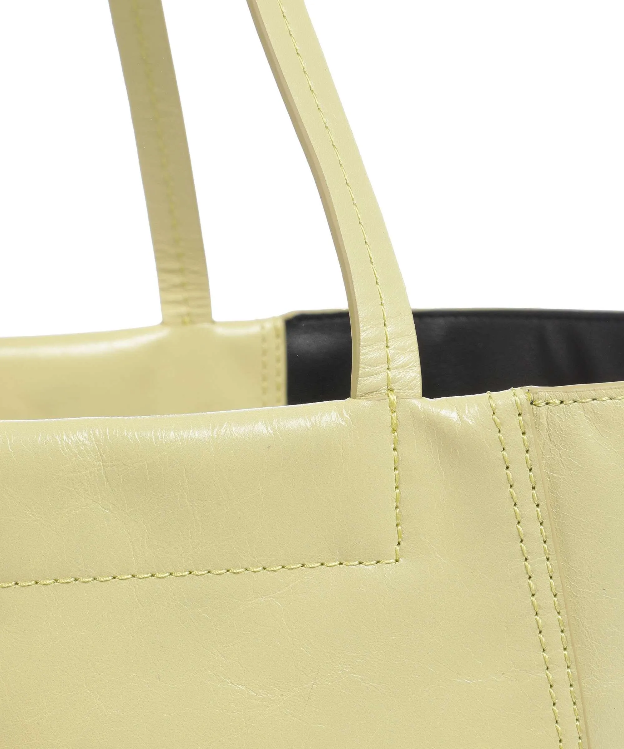  Liebeskind Chudy Paper Touch Crinkle L Borsa shopper pelle di vitello finemente grana giallo verde  