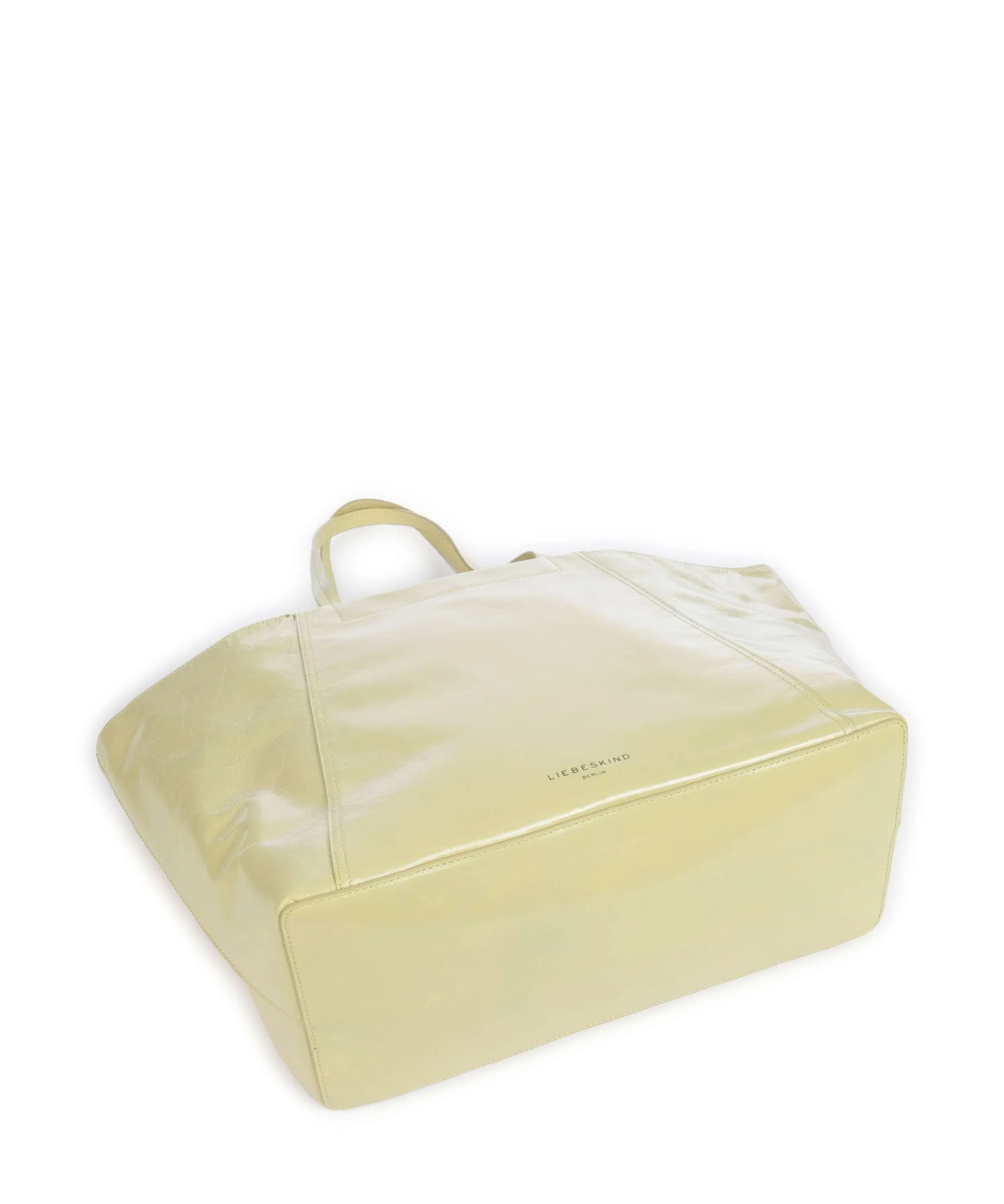  Liebeskind Chudy Paper Touch Crinkle L Borsa shopper pelle di vitello finemente grana giallo verde  