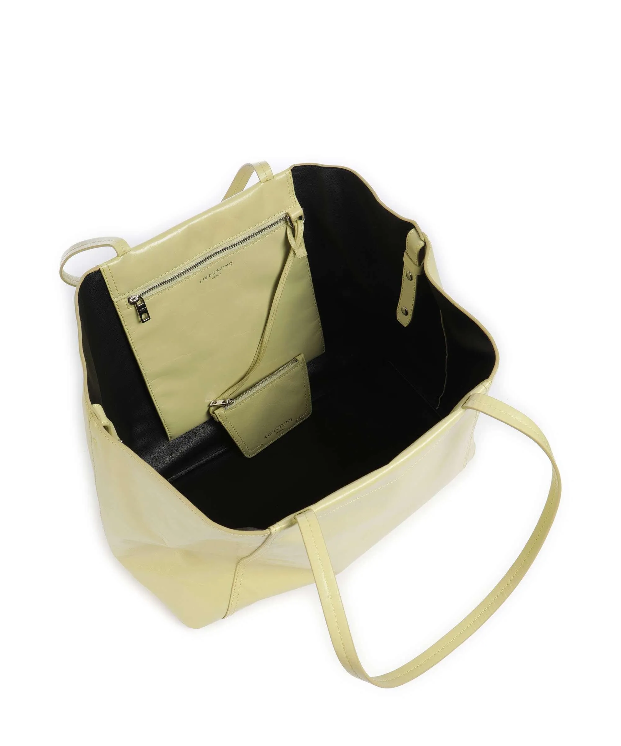  Liebeskind Chudy Paper Touch Crinkle L Borsa shopper pelle di vitello finemente grana giallo verde  