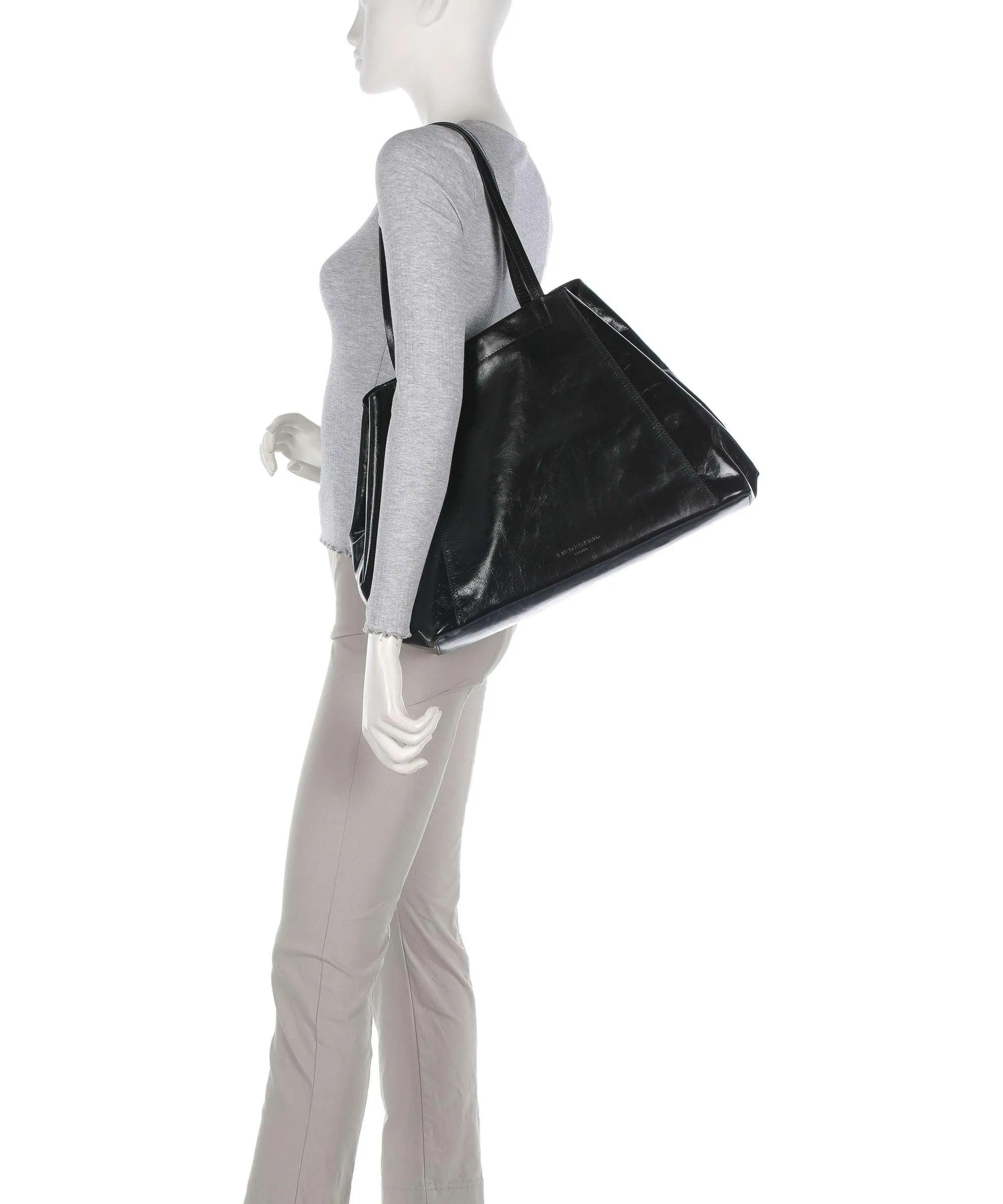 Liebeskind Chudy Paper Touch Crinkle L Borsa shopper pelle di vitello finemente grana nero  