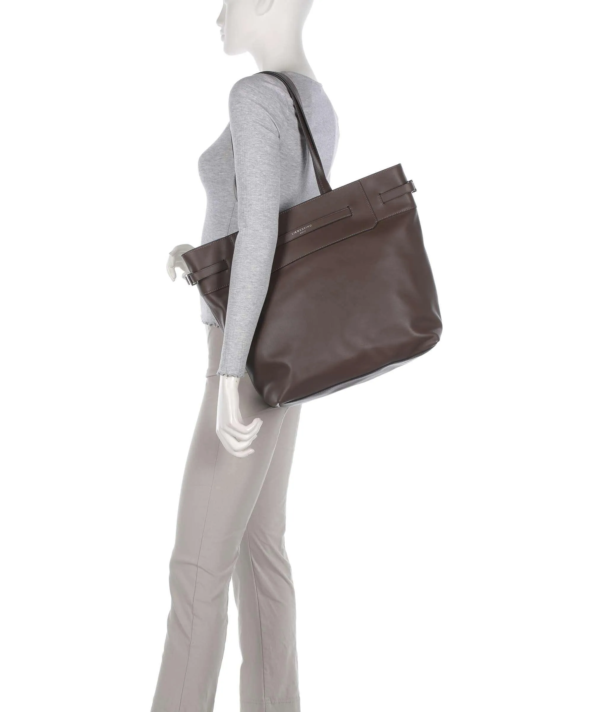 Liebeskind Lora Calf Optic L Borsa shopper pelle di vitello finemente grana marrone scuro  