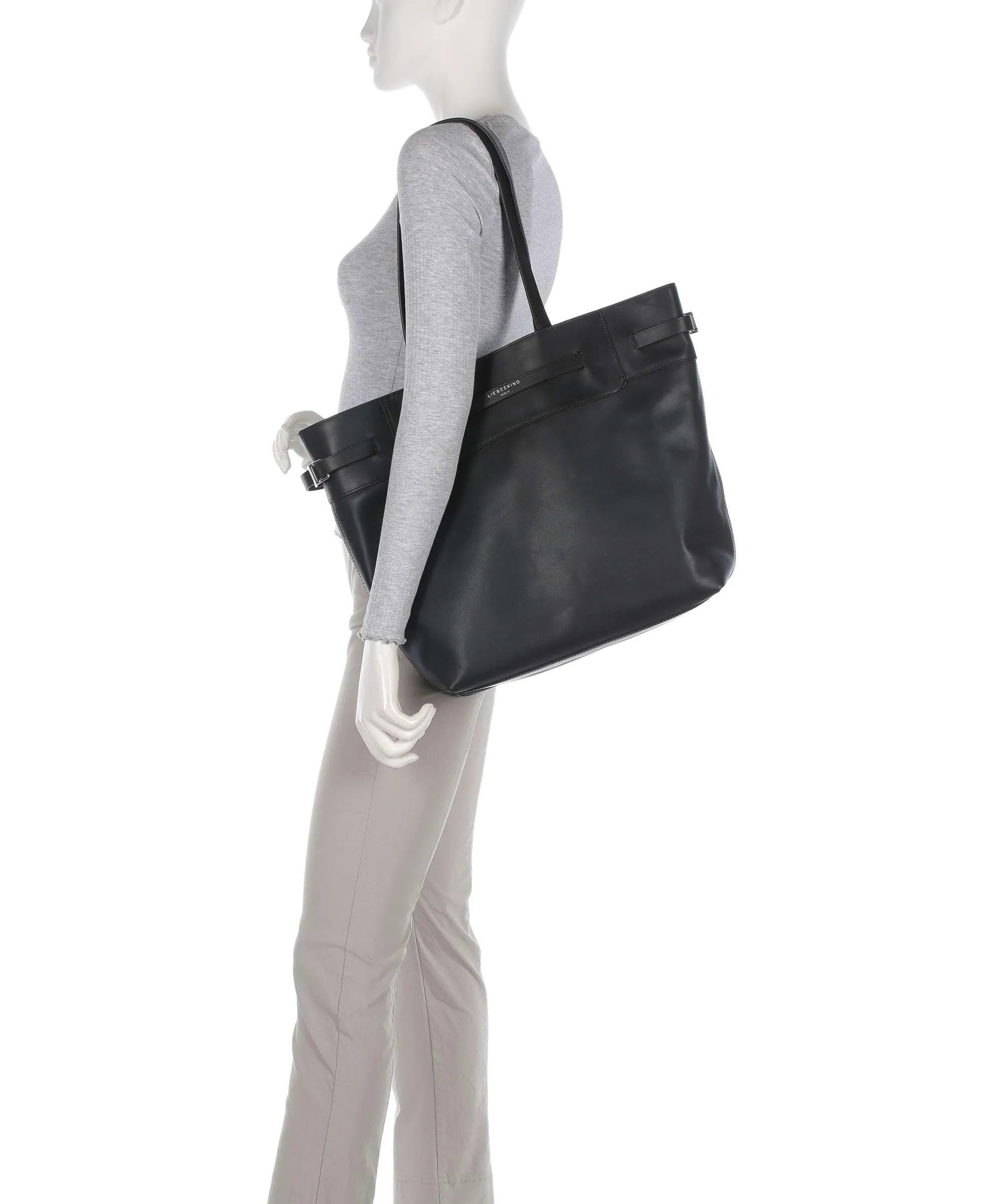 Liebeskind Lora Calf Optic L Borsa shopper pelle di vitello finemente grana nero  