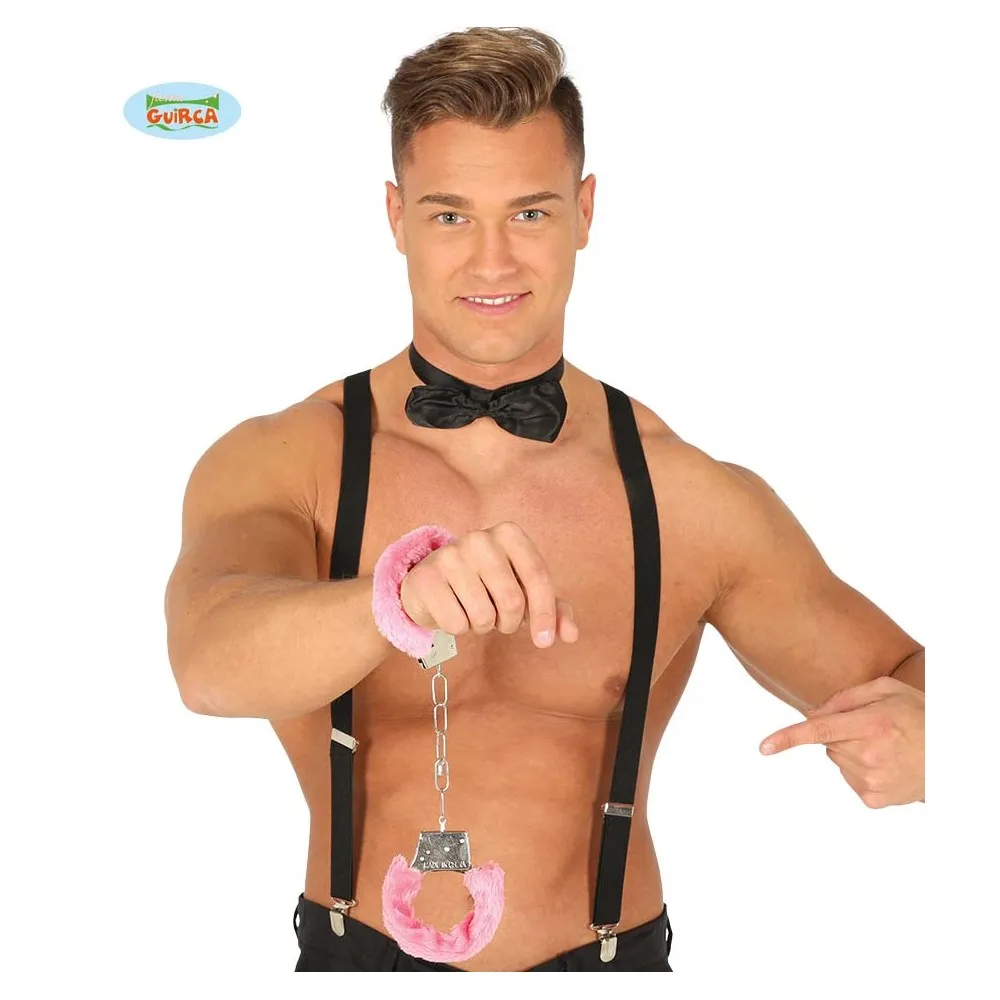 Manette Con Peluche Rosa da adulto per Carnevale e Halloween