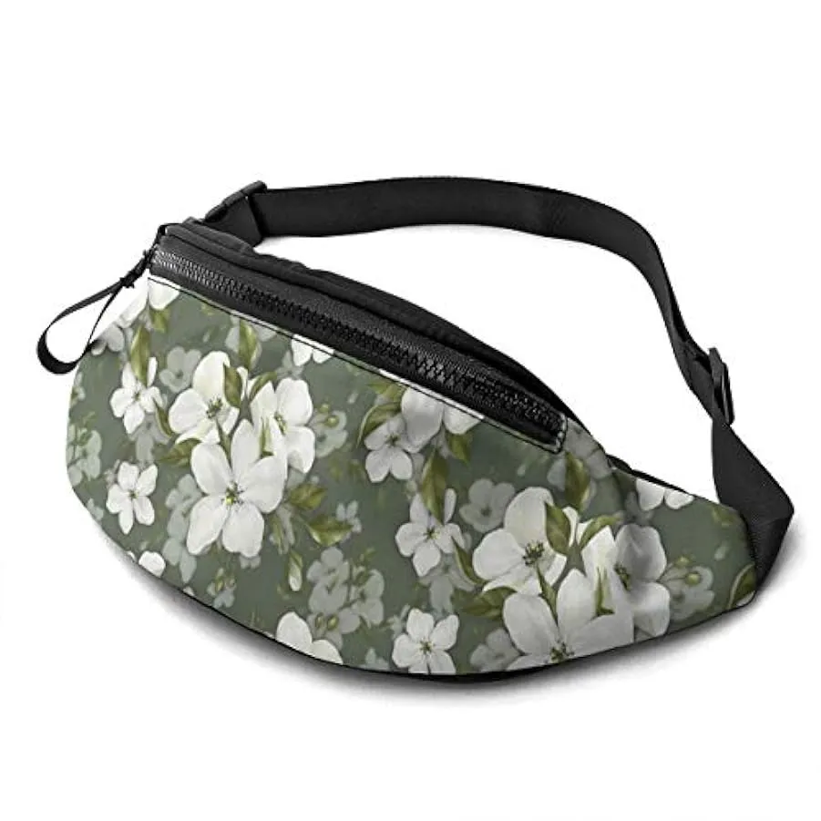 Marsupio per Uomo Donna,Marsupio Fiori di Mela Bianca con Cintura Tasca a Tracolla Regolabile Borsa a Tracolla Borsa sul Petto p