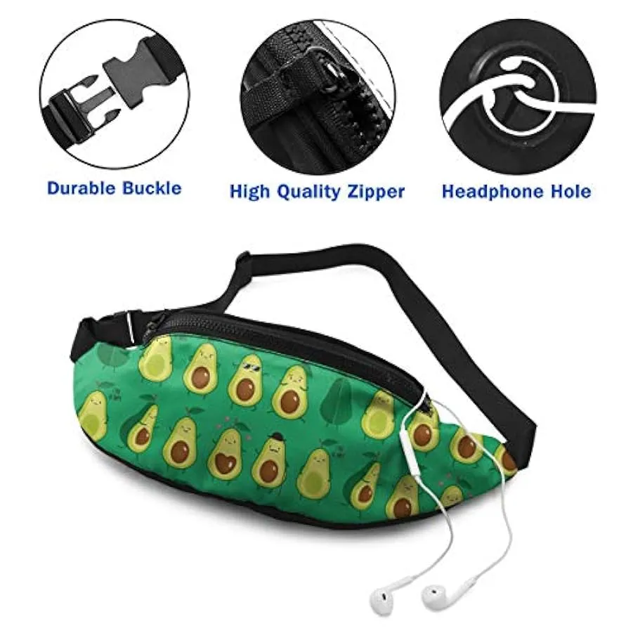 Marsupio per Uomo Donna,Simpatico Cartone Animato Avocado Marsupio con Cintura Tasca a Tracolla Regolabile Borsa a Tracolla Bors
