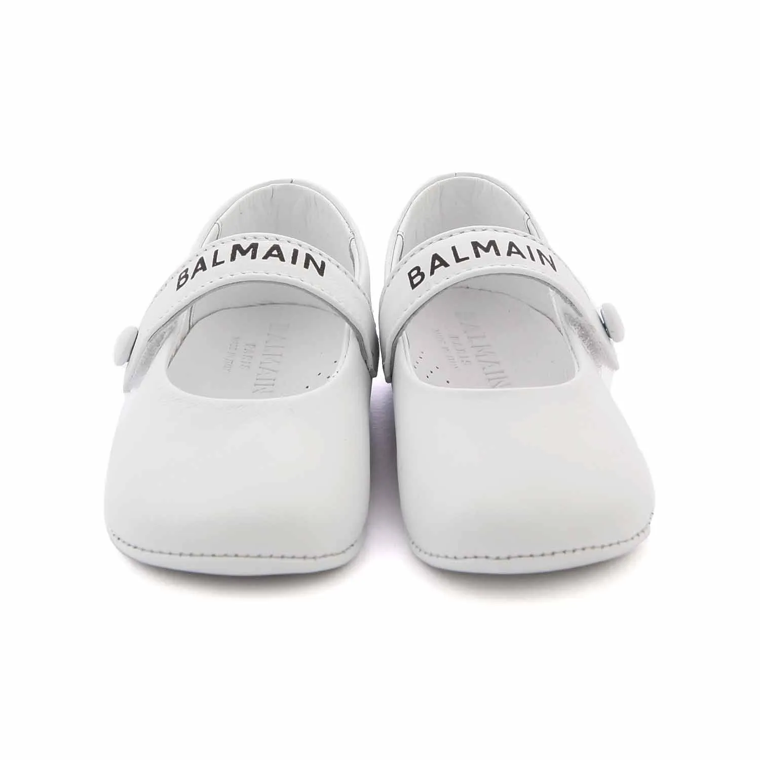 Mini Ballerine Bianche In Pelle Neonata