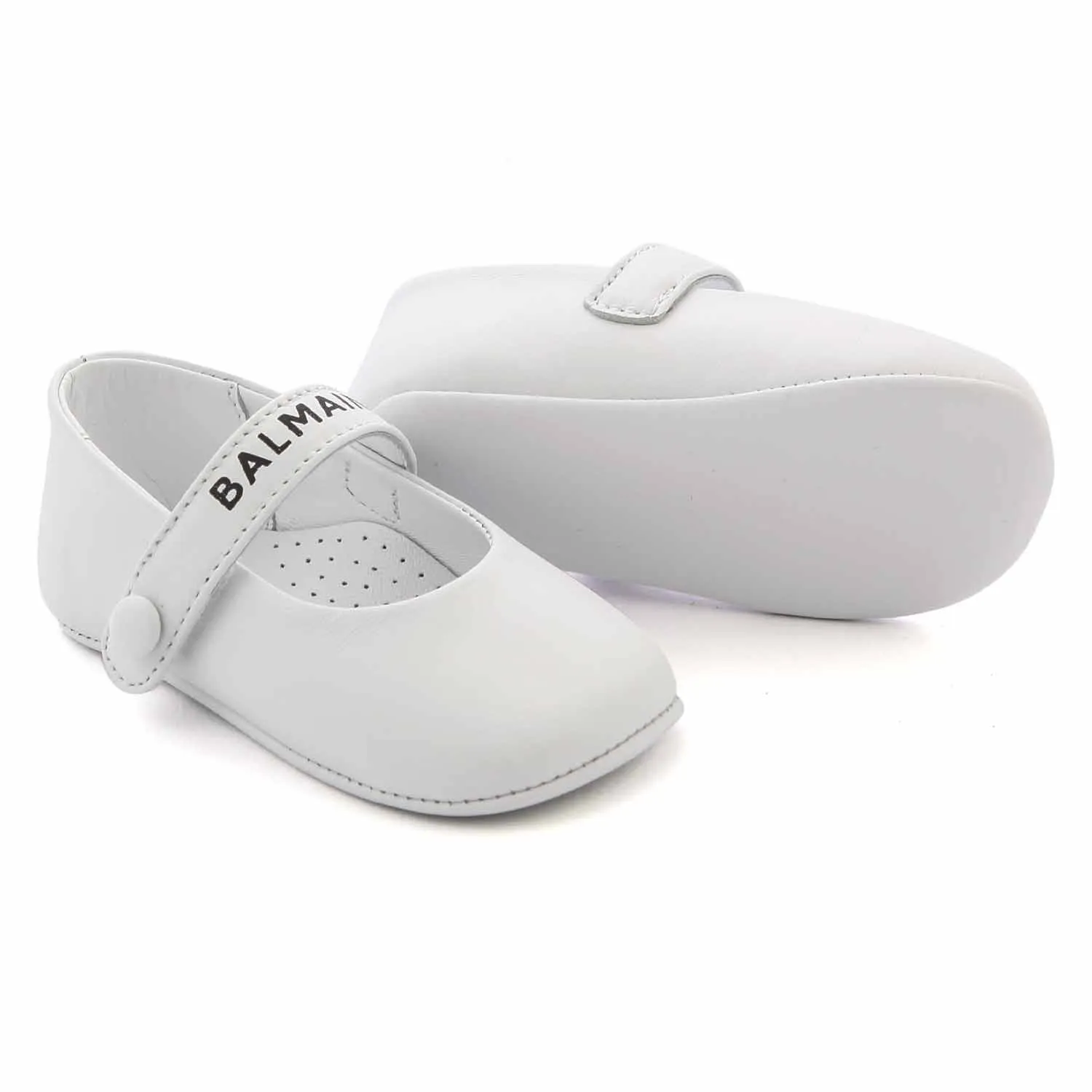 Mini Ballerine Bianche In Pelle Neonata